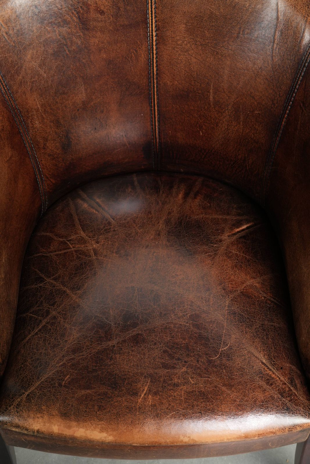 Set Of Two Handy Sheepskin Occasional Chairs/Armchairs/Tubchairs With Character And A Beautiful Patina photo 1034.0