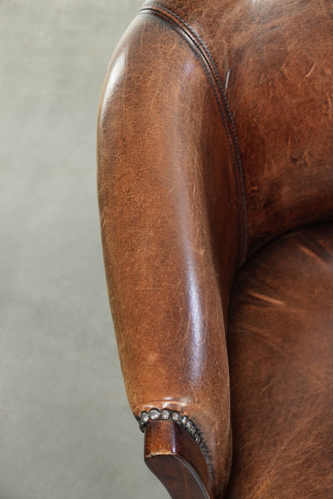 Set Of Two Handy Sheepskin Occasional Chairs/Armchairs/Tubchairs With Character And A Beautiful Patina photo buy