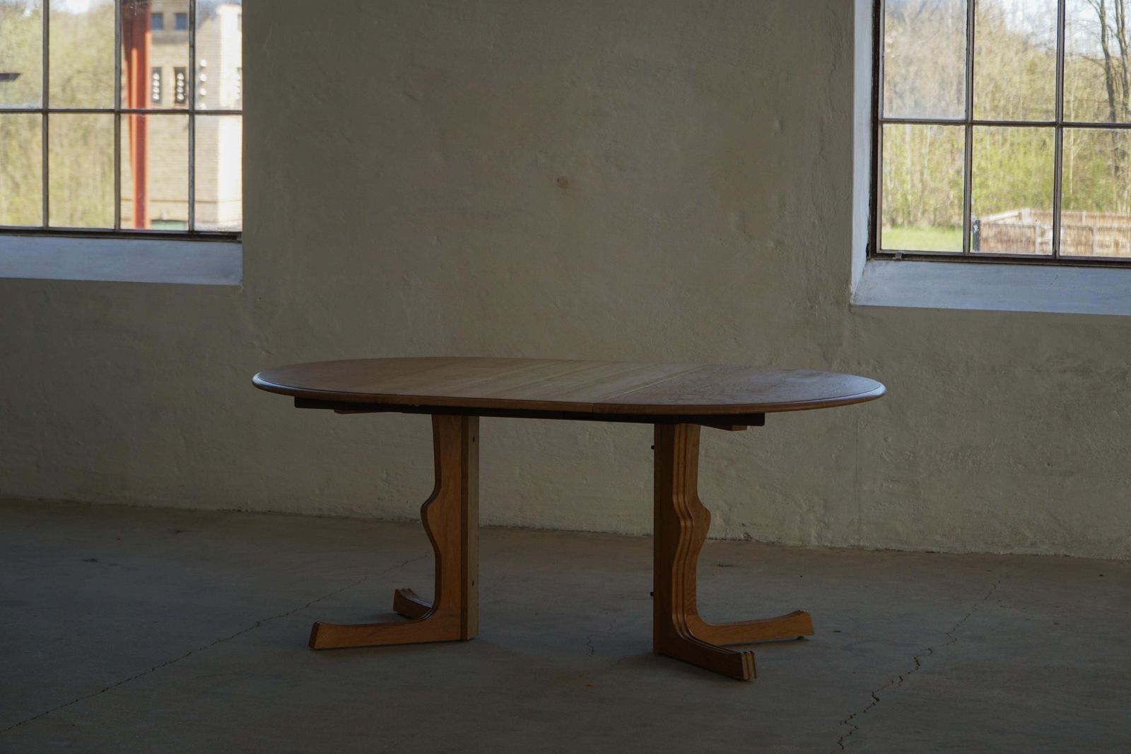 Danish Mid Century Modern Round Dining Table In Oak With Two Extensions, 1960s photo buy
