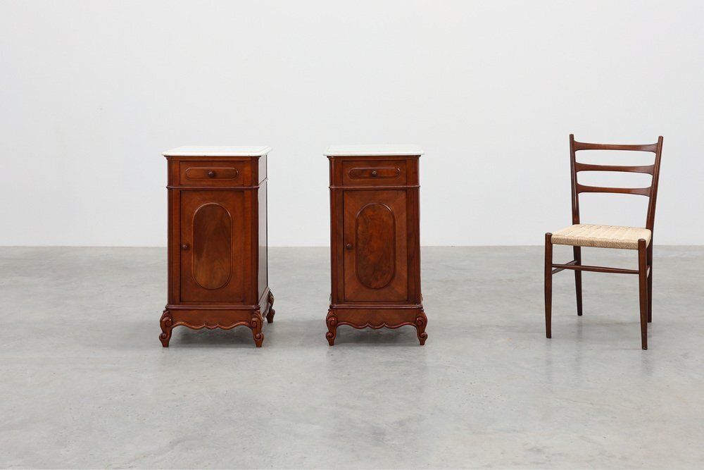 Louis XV Nightstands With Carrara Marble Tops, France, 1890s, Set Of 2 photo Furniture