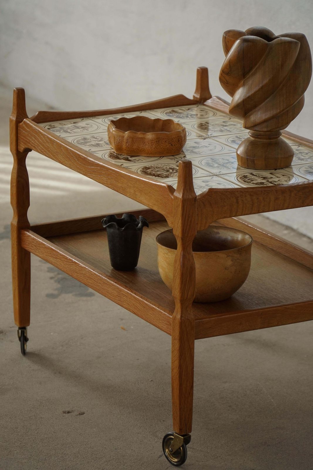 Danish Modern Serving Trolley With Tile Top, Henning Kjærnulf, Denmark, 1960s photo for sale