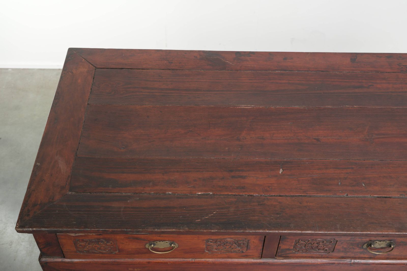 Antique Wooden Chinese Sideboard From The Late 19th Century In A Beautiful Red Color With Exquisite Wood Carving. photo buy