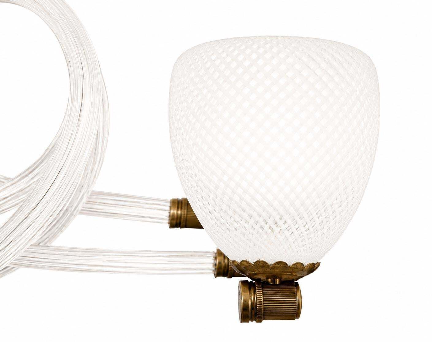 Lighting "Reticello" Midcentury Art Deco Murano Glass Italian Chandelier, 1930 photo