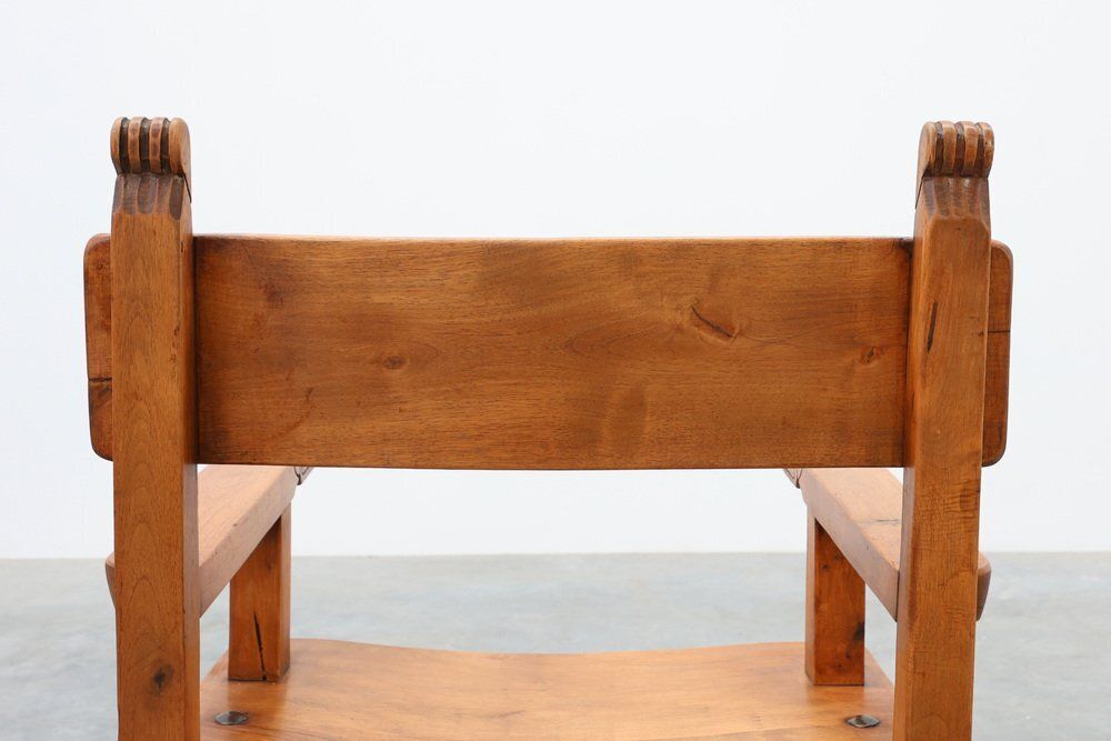 photo buy Rustic Iberian Carved Oak Side Chair, Spain, 1900