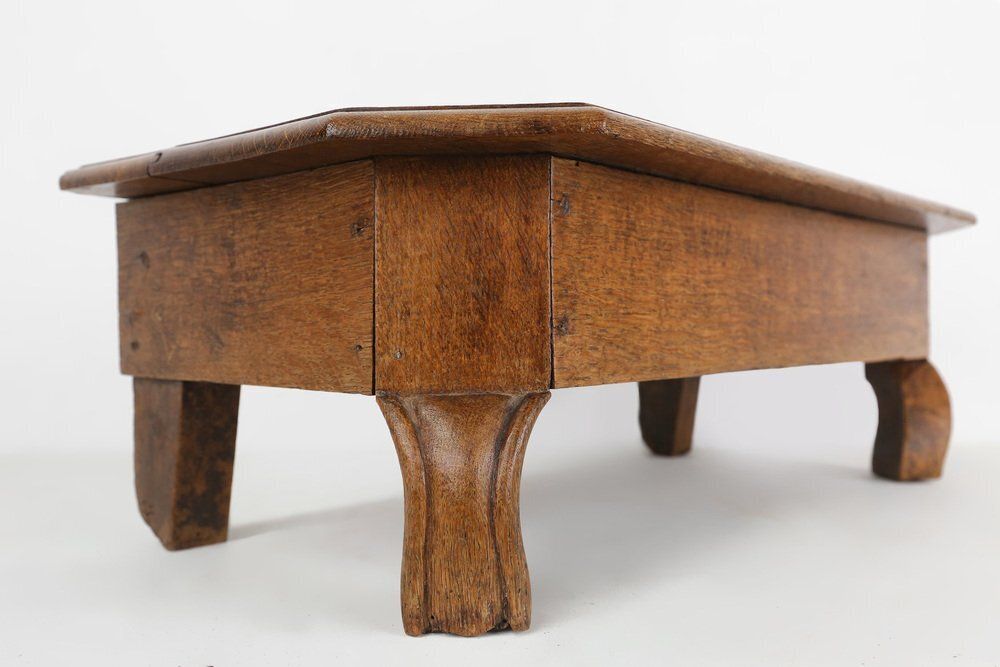 Rustic Low Church Stool In Oak, France, 1900 photo 1298.0