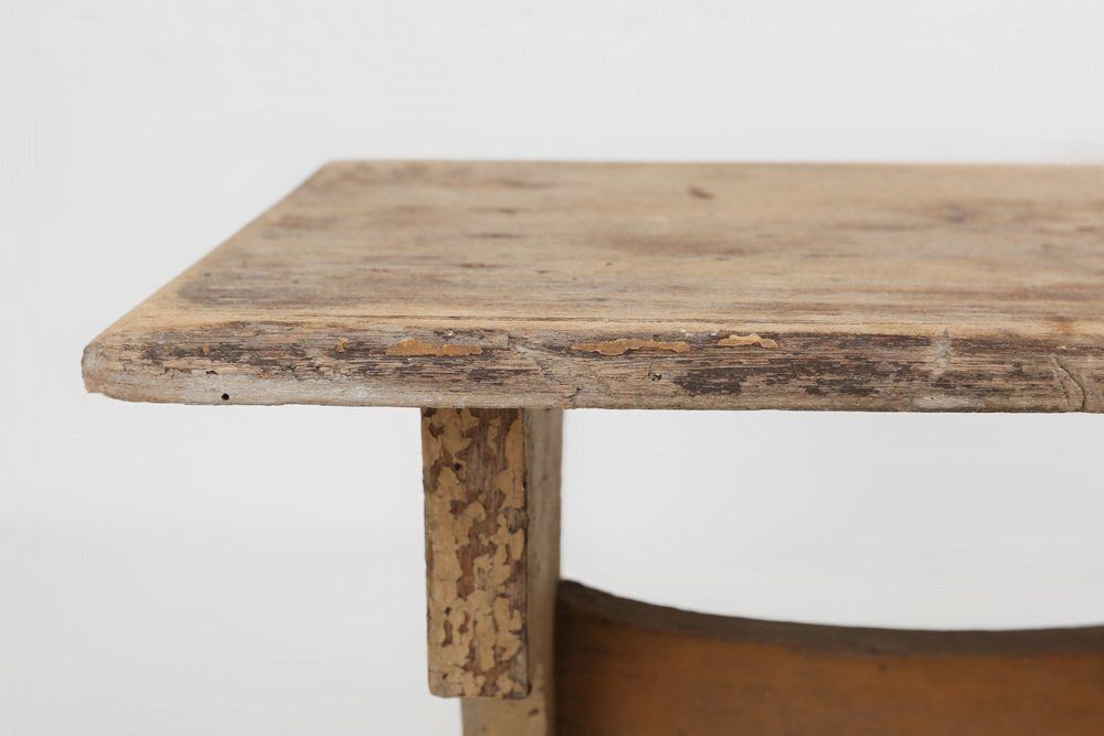 Rustic Low Stool In Painted Wood, France, 1900 photo Furniture
