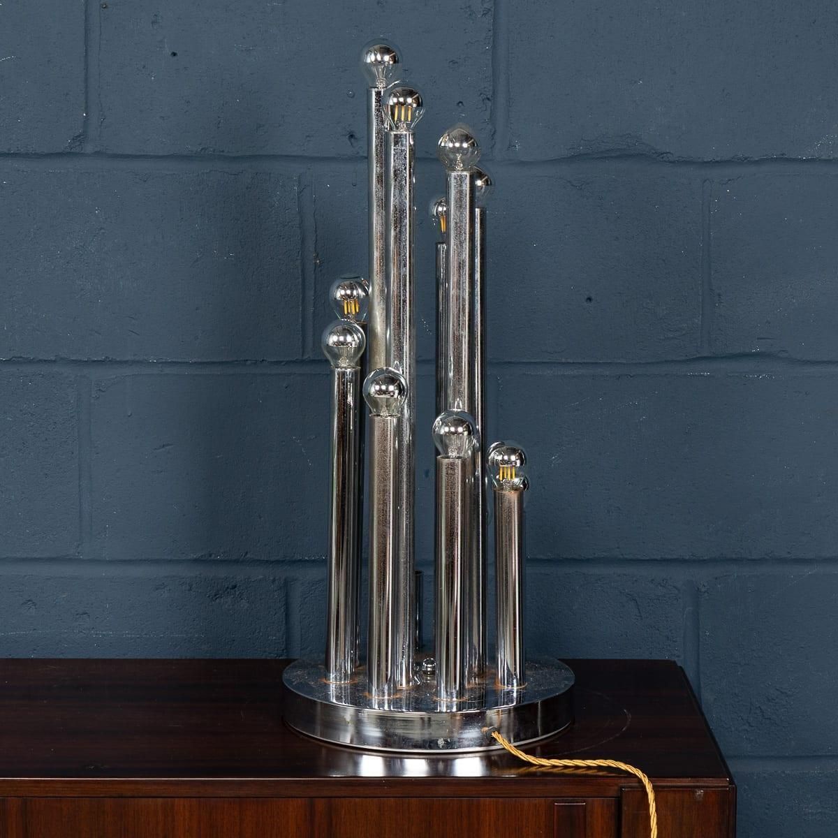 photo for sale Vintage 20th Century Italian Chrome Multi Light Table Lamp By Reggiani C.1970