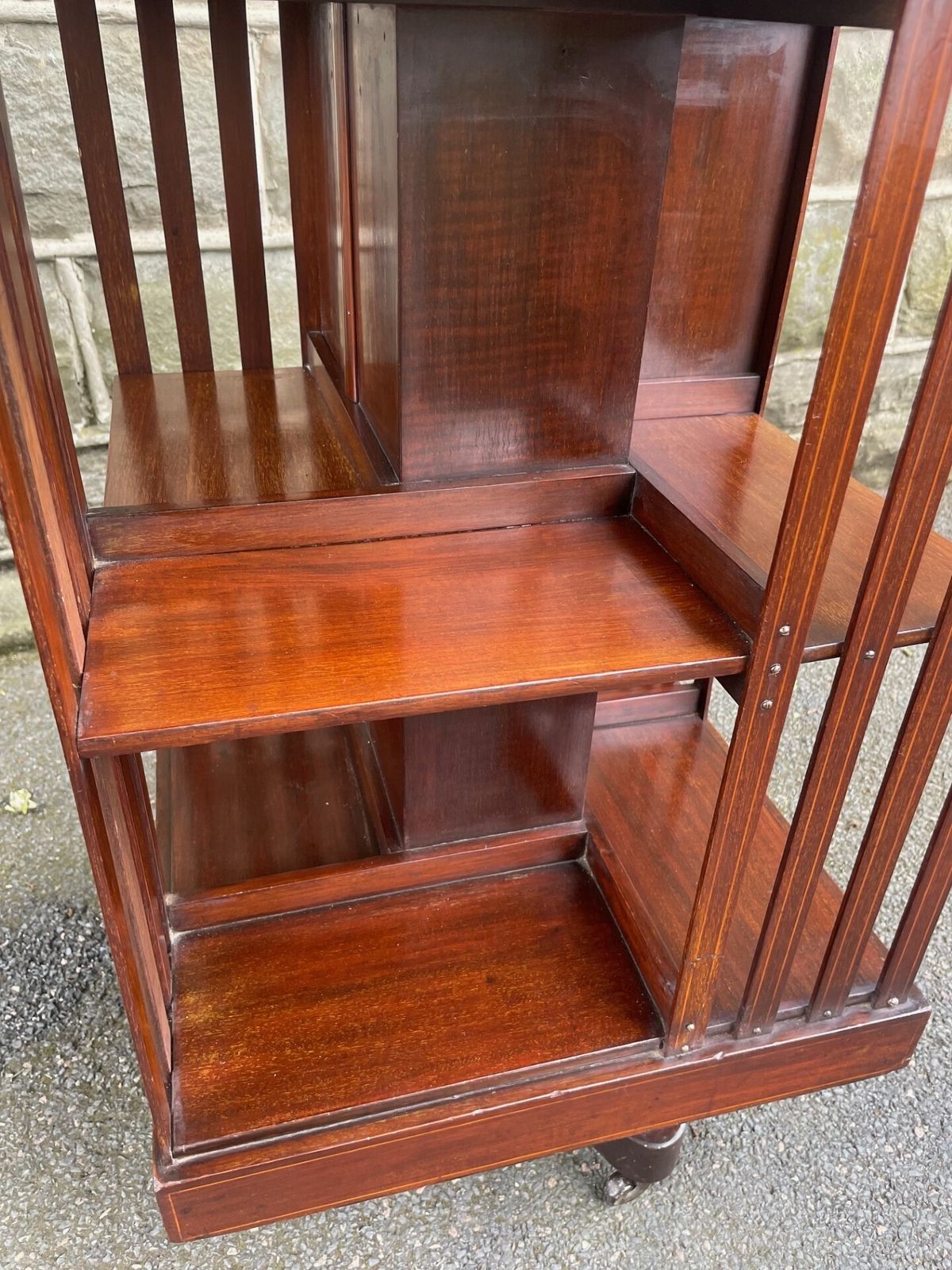 Antique Inlaid Mahogany Revolving Library Bookcase photo vinterior