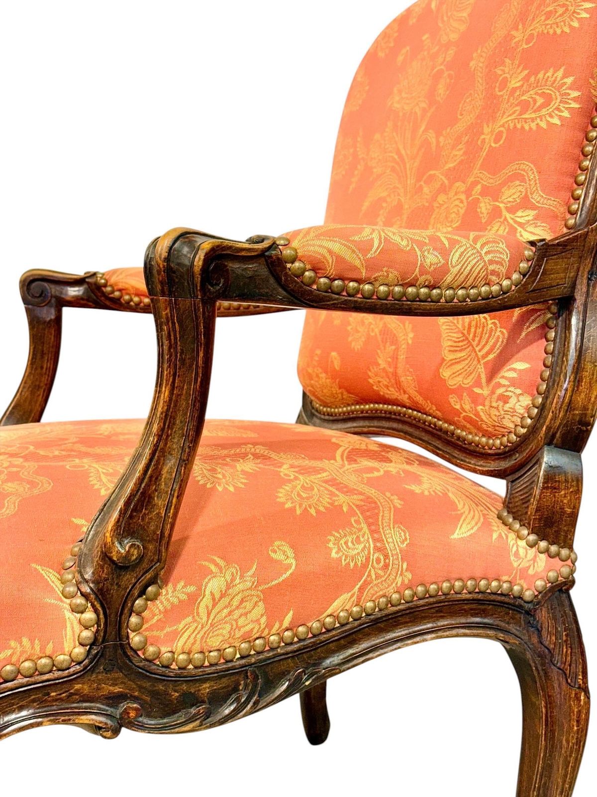 photo for sale Pair Of French Louis XV Style Walnut Fauteuils, Circa 1880