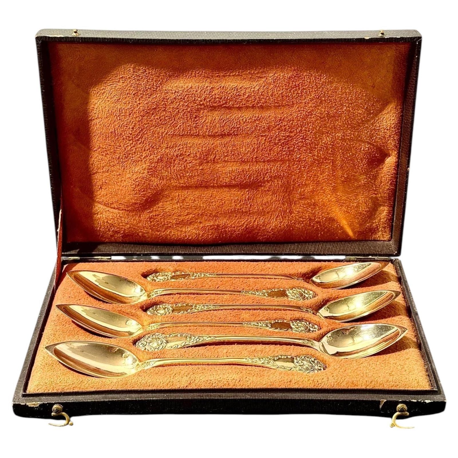 French Vermeil Tea Spoons, Vieillard Hallmark, C. 1819–1838