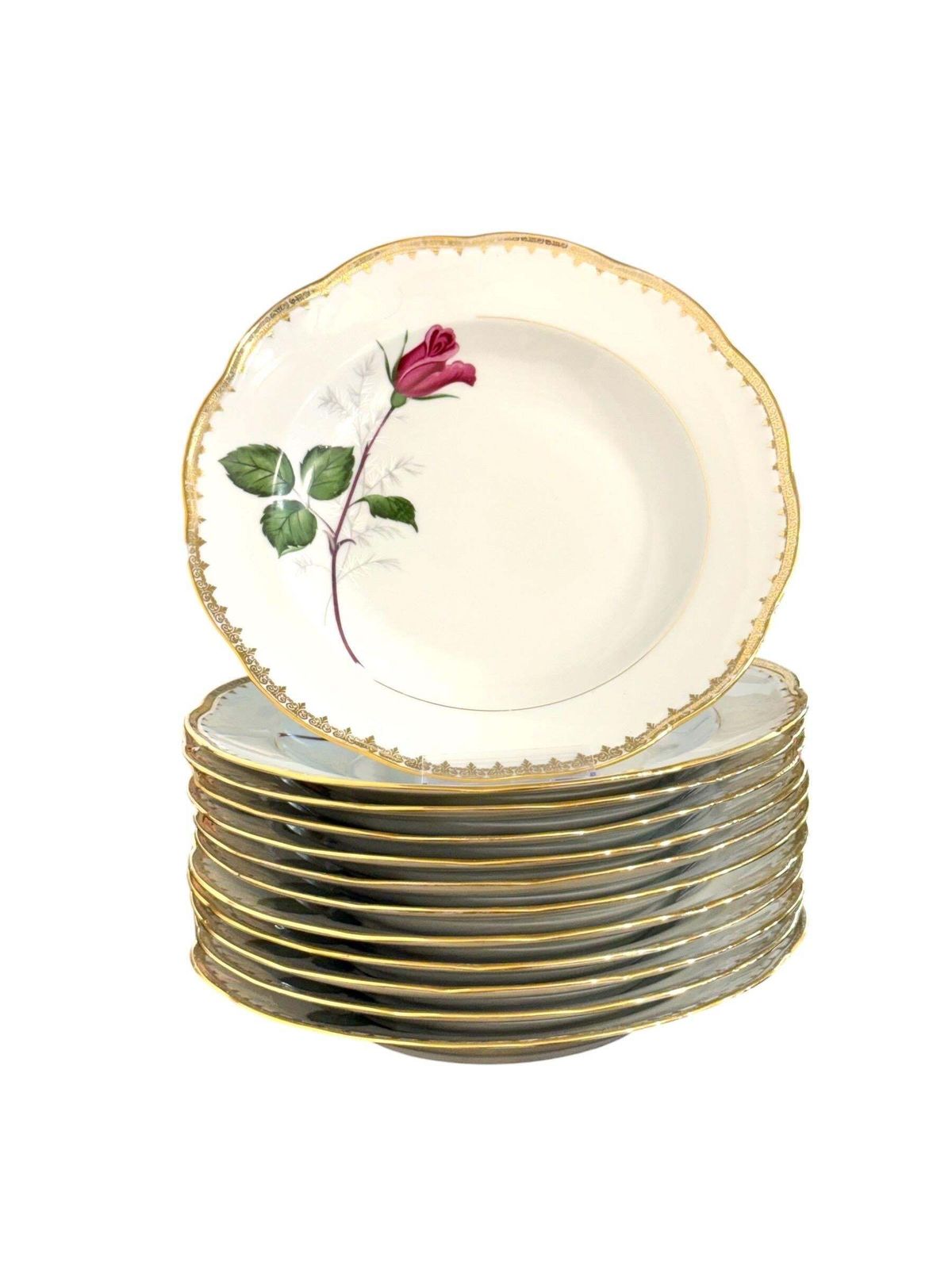 French Porcelain Dinner Service With Rose Motif, 45 Pieces photo Home Decor