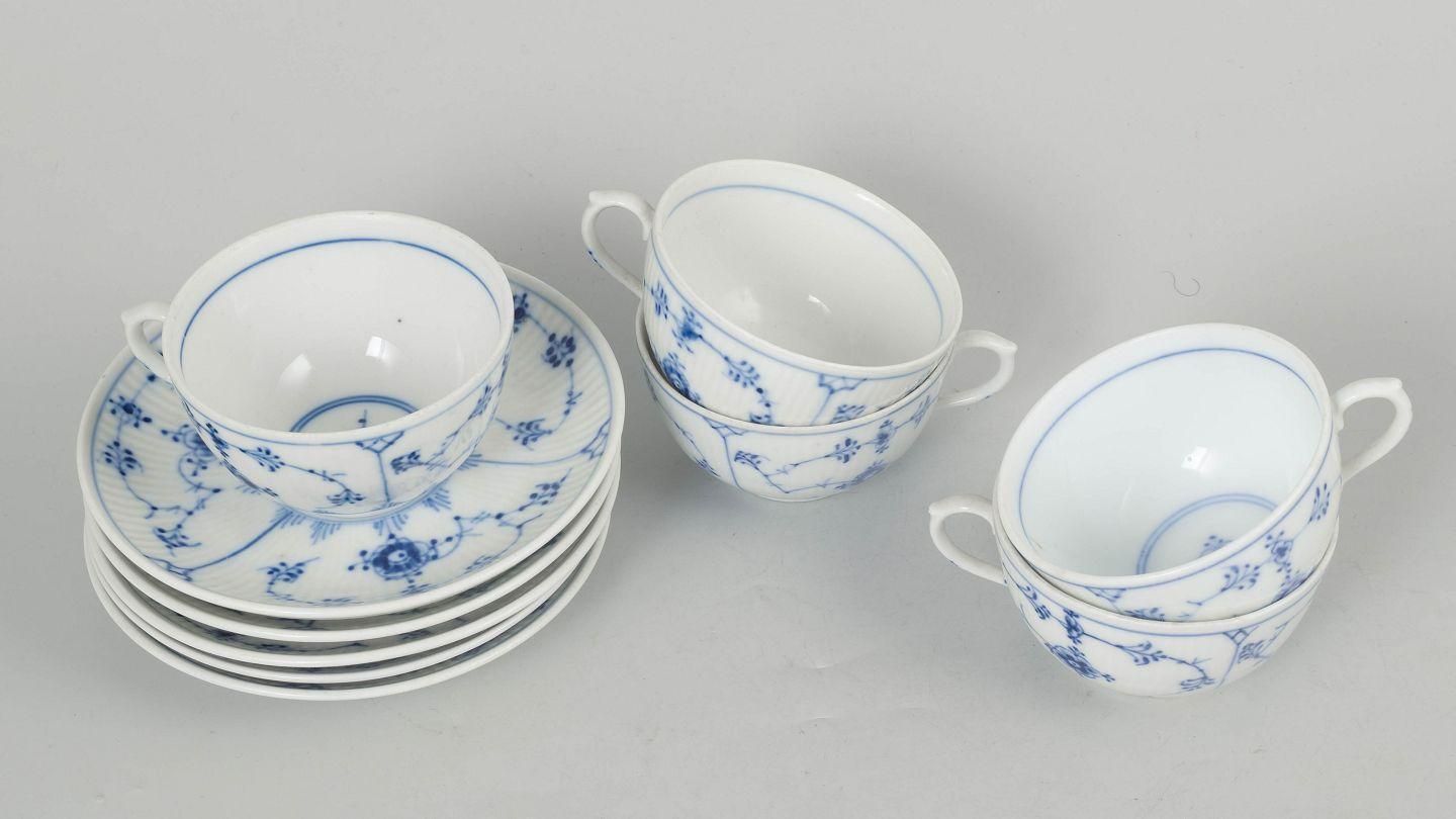 Royal Copenhagen Blue Fluted Plain. Set Of Five Porcelain Coffee Cups & Saucers photo furniture