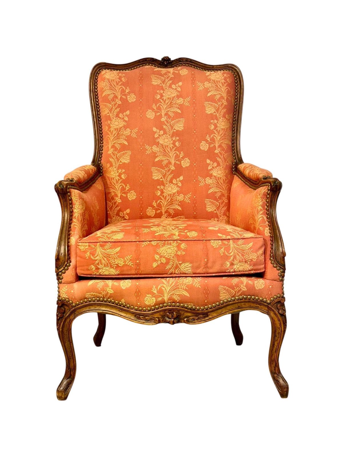 Pair Of French Louis XV Style Walnut Bergère Chairs, 19th Century photo vinterior