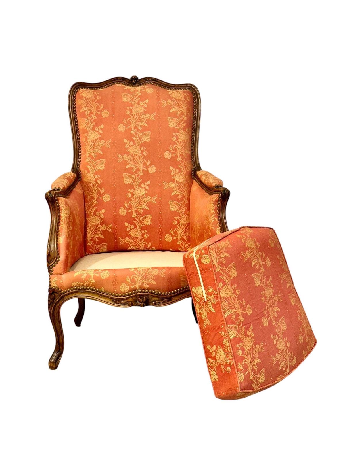 2850.0 Pair Of French Louis XV Style Walnut Bergère Chairs, 19th Century photo