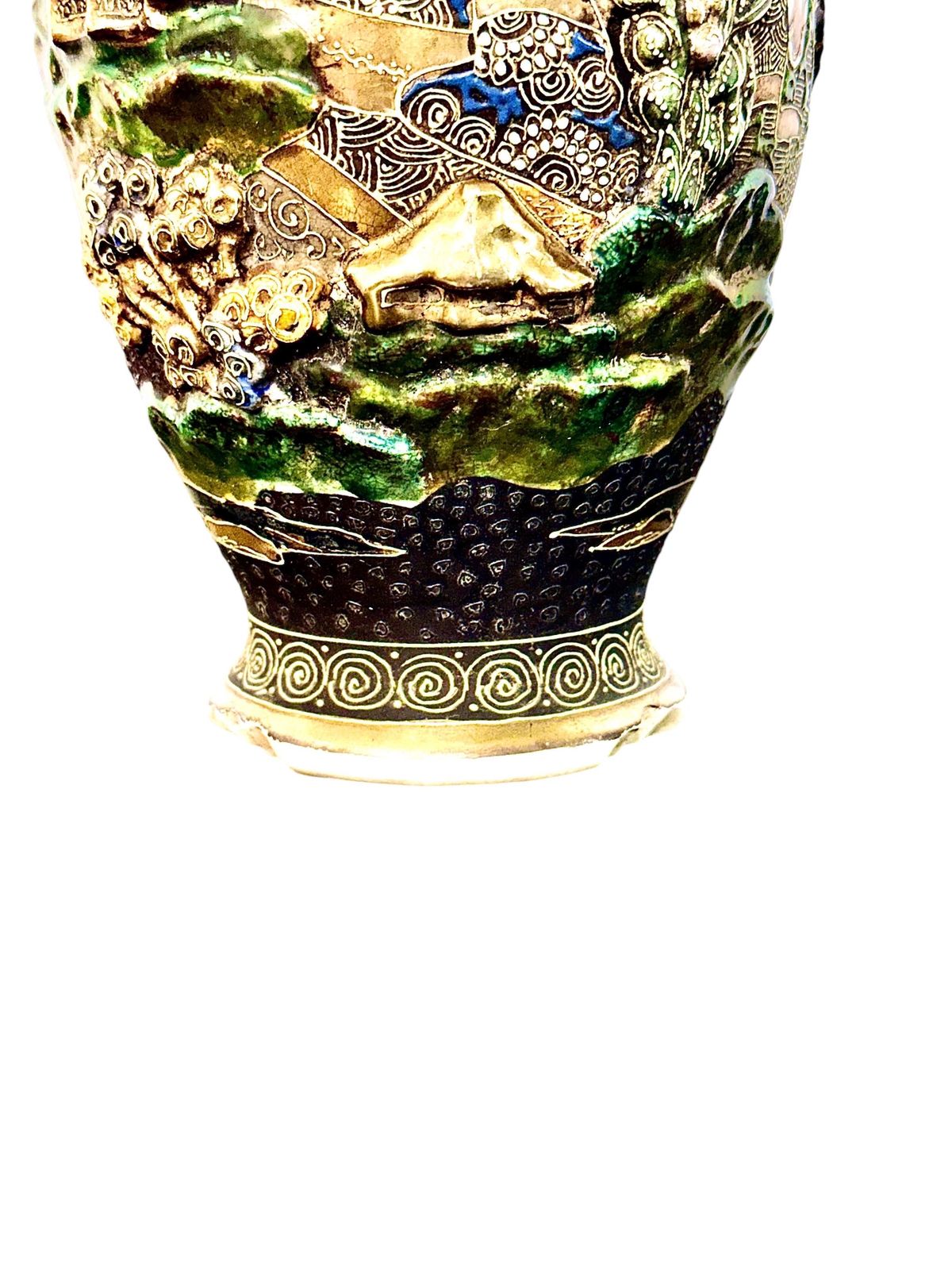 1158.0 Japanese Satsuma Moriage Covered Vase With Figural Decoration photo