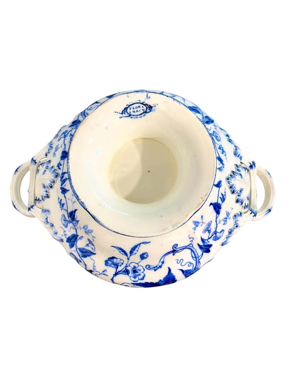 19th Century Creil Montereau Flora White And Blue Faience Tureen And Platters photo vinterior