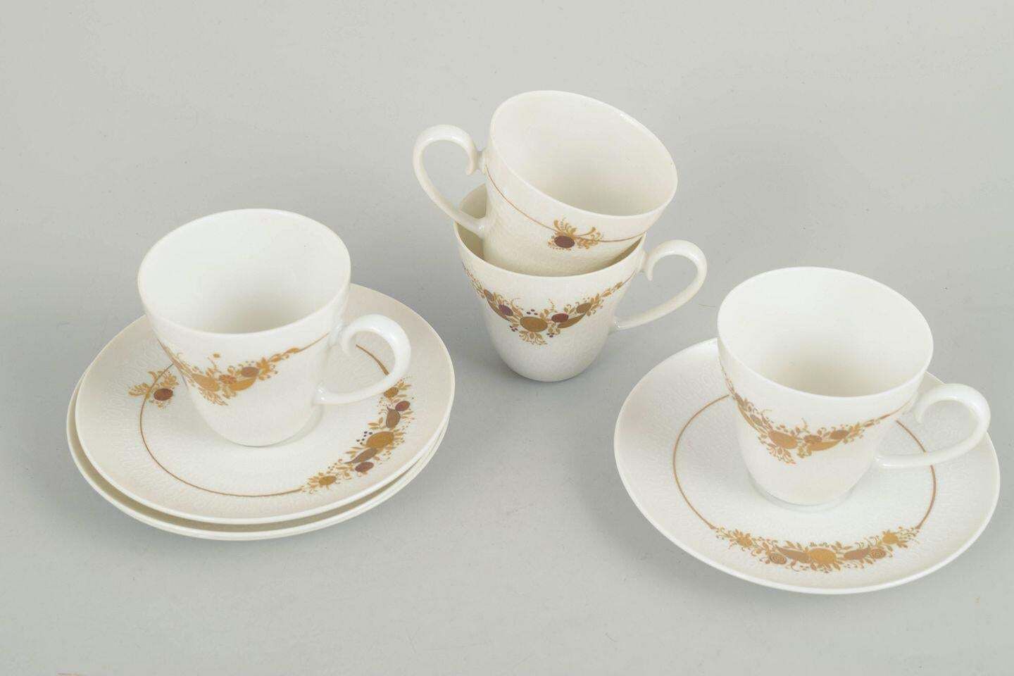 Bjørn Wiinblad For Rosenthal. Four Coffee Cups With Saucers. Romanze Series. photo furniture
