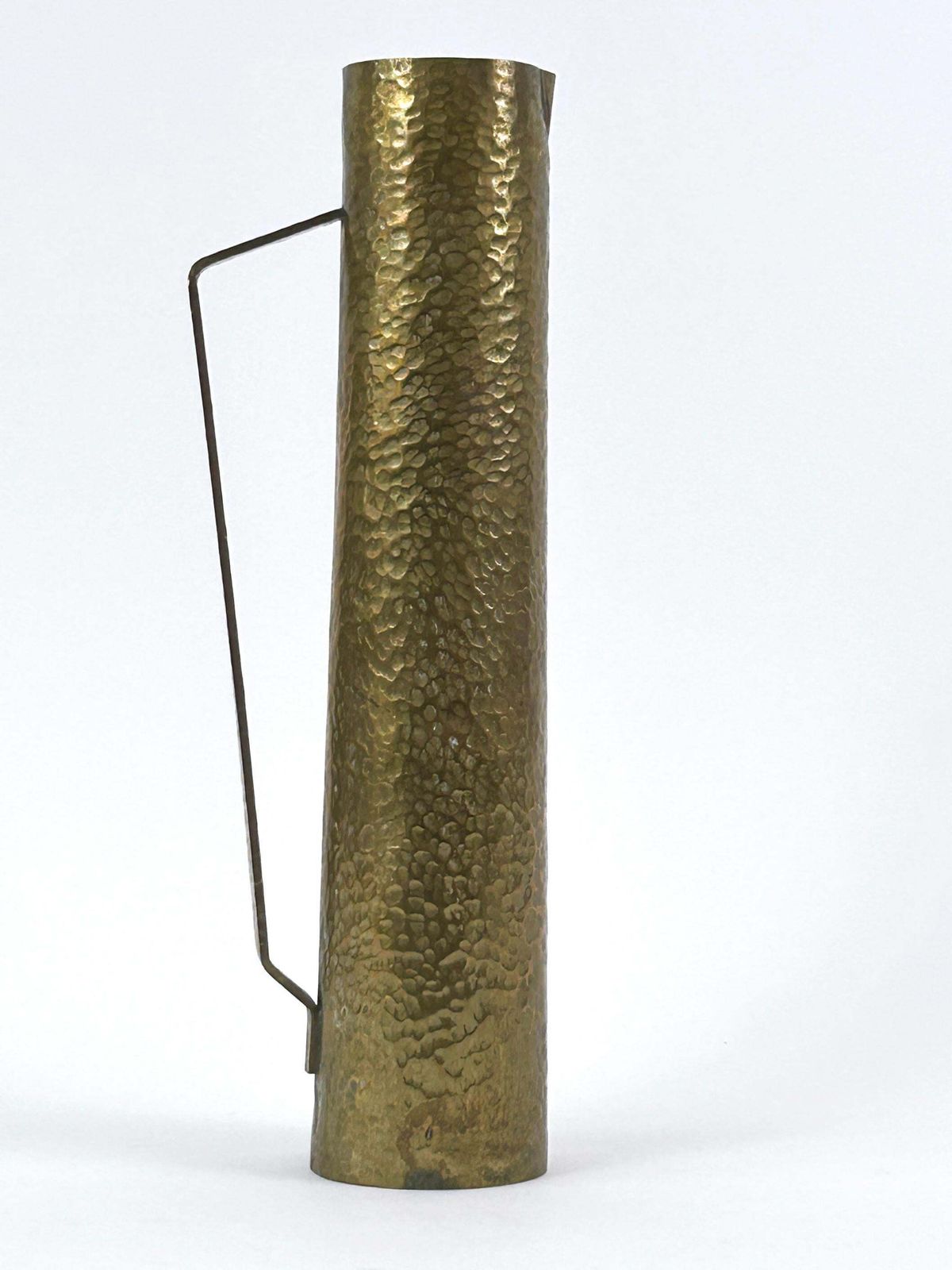 photo for sale Rare Mid Century Hammered Brass Tall Grip Vase Or Watering Can Germany 1960s
