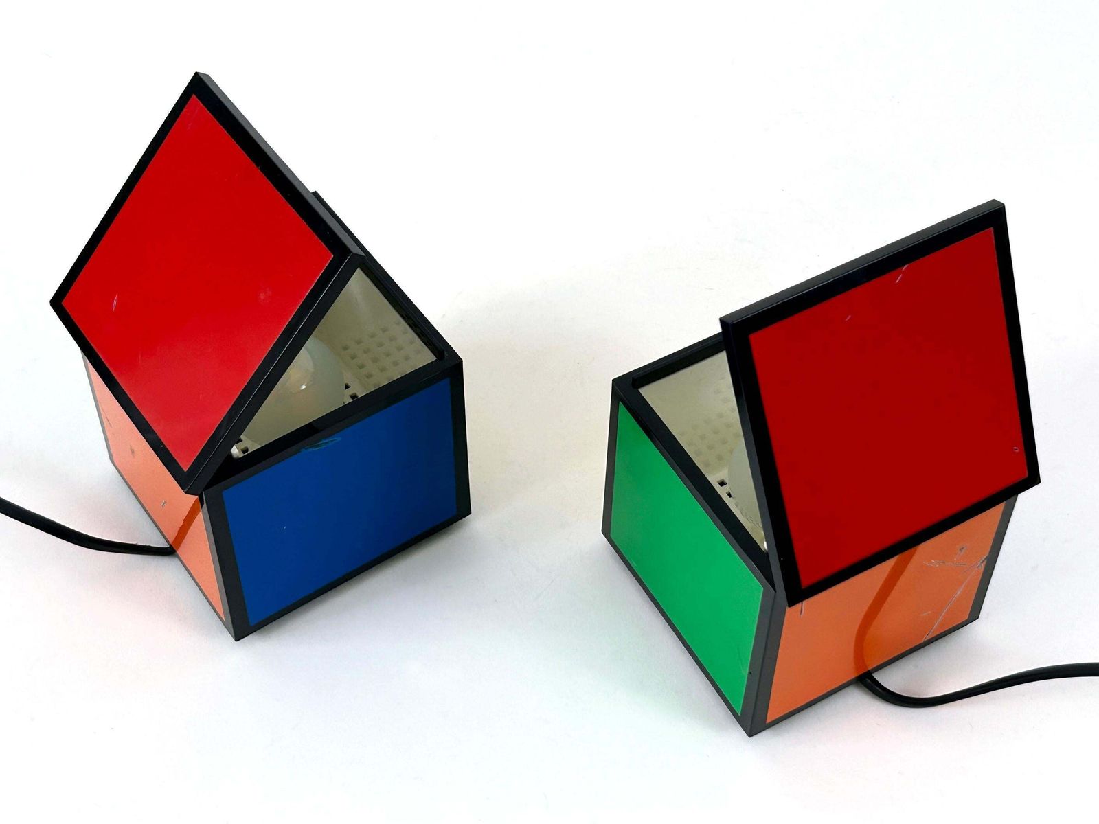 Early Pentacolore Cuboluce Table Lamps By Franco Bettonica & Mario Melocchi 1972 photo vintage