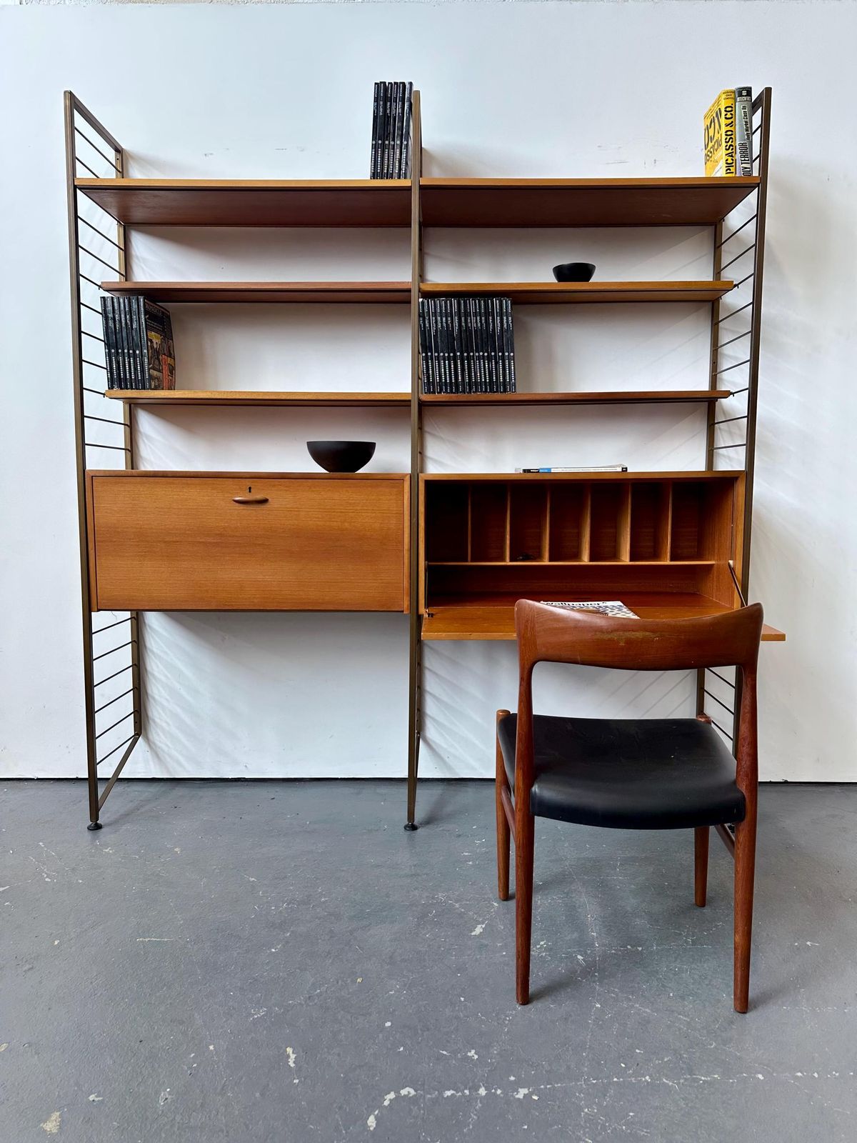 Vintage 1960s Ladderax Teak Shelving Bookcase Desk Unit. Danish Retro G Plan Mid Century photo Furniture