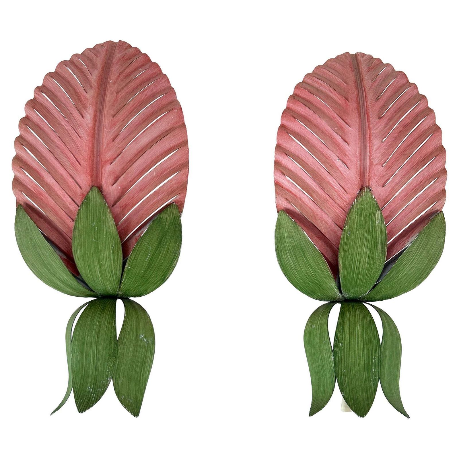 Set Of Two Rare Mid Century Floral Sconces By Holländer Leuchten Germany 1970s