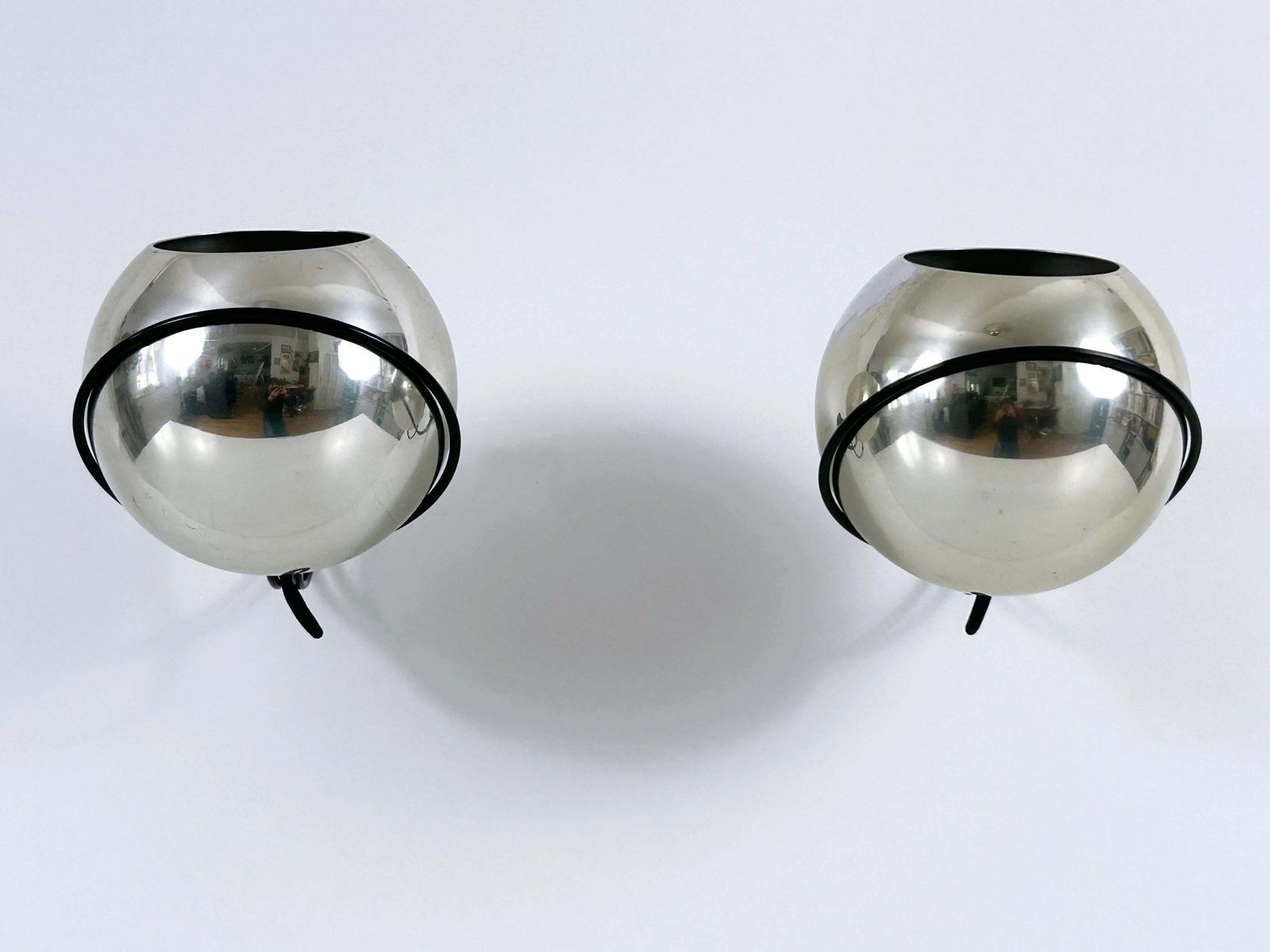 Set Of Two Spherical Sconces Model 232/G By Gino Sarfatti Fo Arteluce Italy 1961 photo vintage