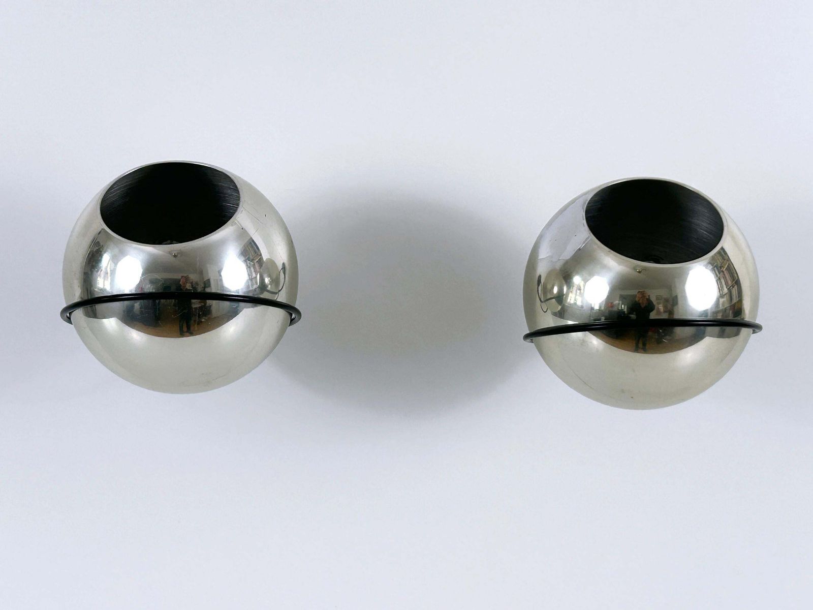 Lighting Set Of Two Spherical Sconces Model 232/G By Gino Sarfatti Fo Arteluce Italy 1961 photo