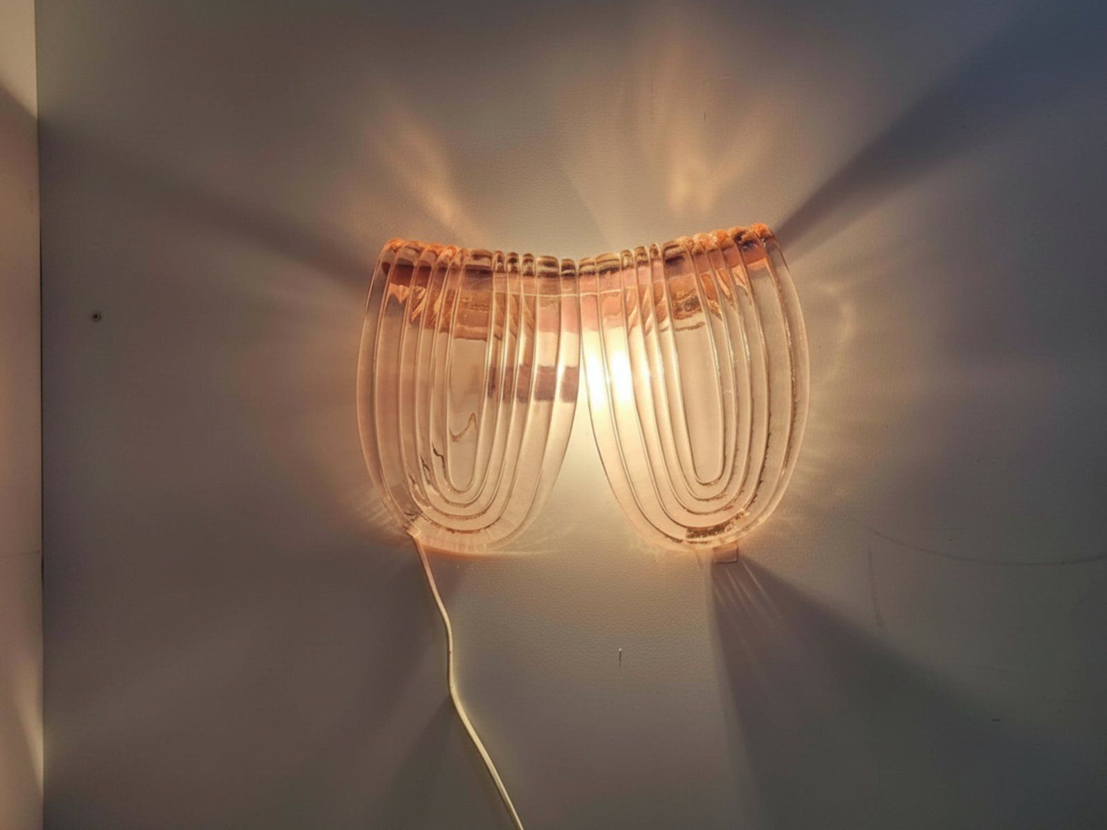 Art Deco Style Pink Murano Glass Wall Lamps, 1940s, Set Of 2 photo 2162.0
