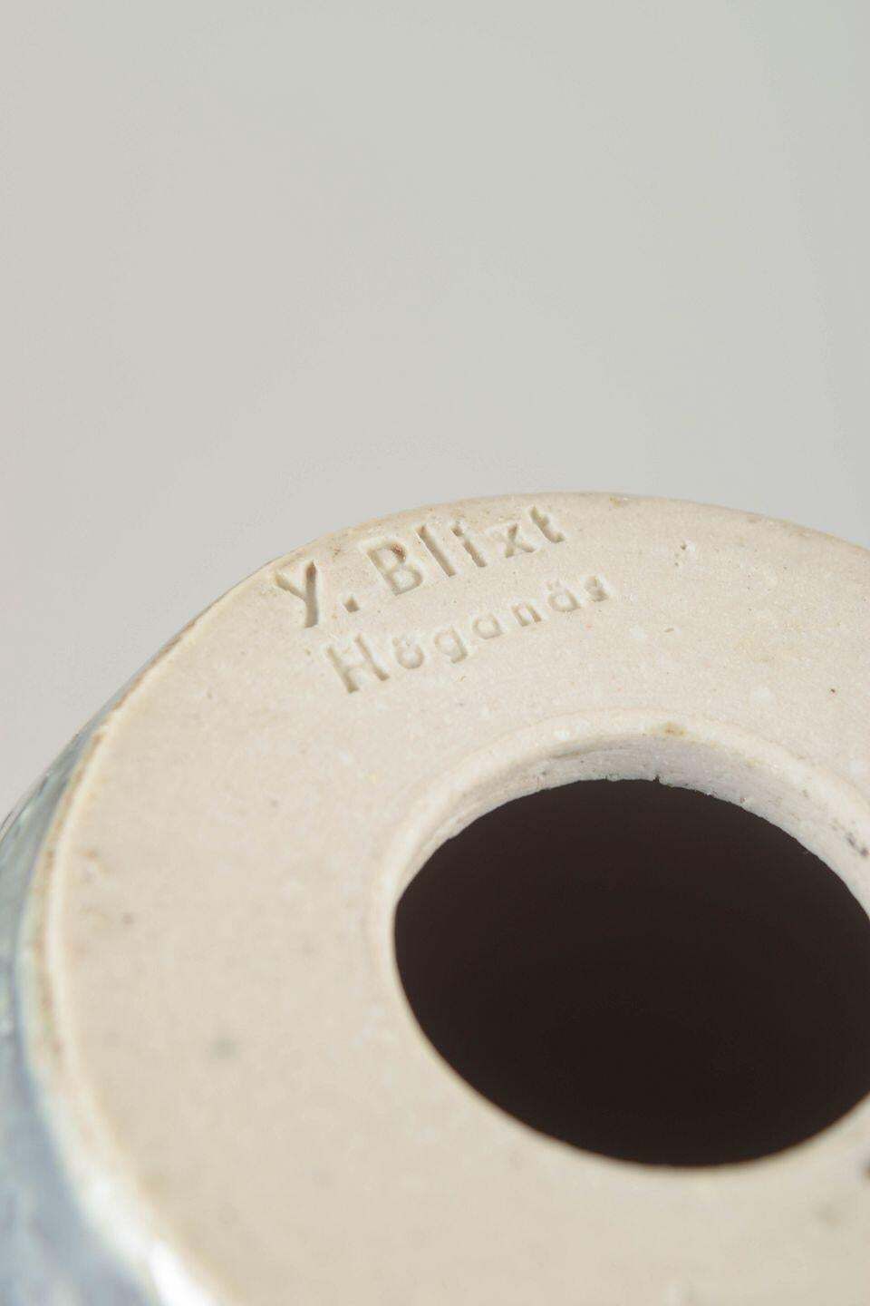 Yngve Blixt, Höganäs. Stoneware Tafellamp met Gestructureerd Oppervlak en Groene Glazuur photo Verlichting