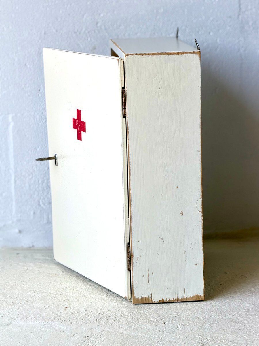 Mid Century Wooden Wall Mounted Medicine Cabinet With Drawer, 1960 photo for sale