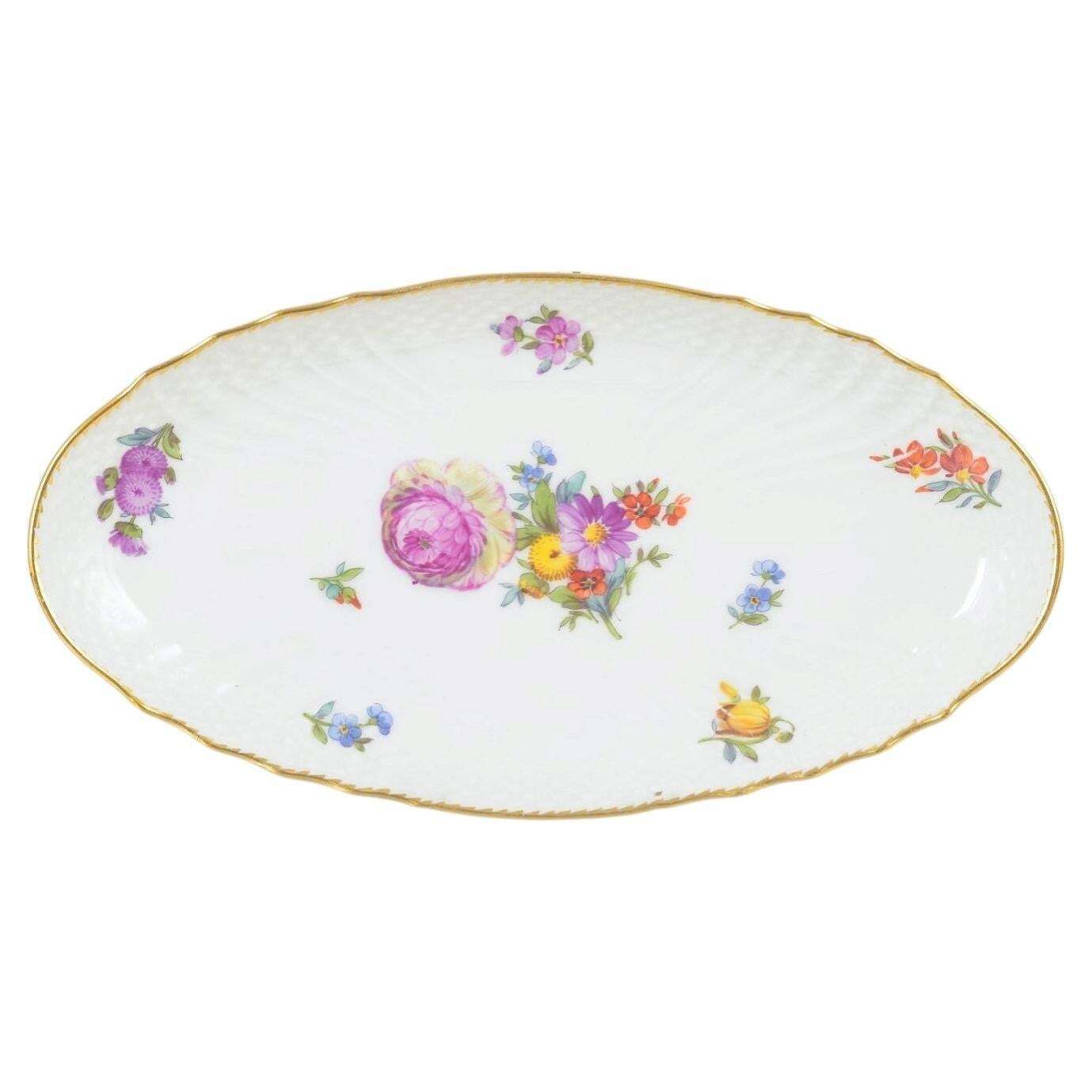 Royal Copenhagen Saxon Flower. Oval Porcelain Dish With Floral Motifs. 1950s