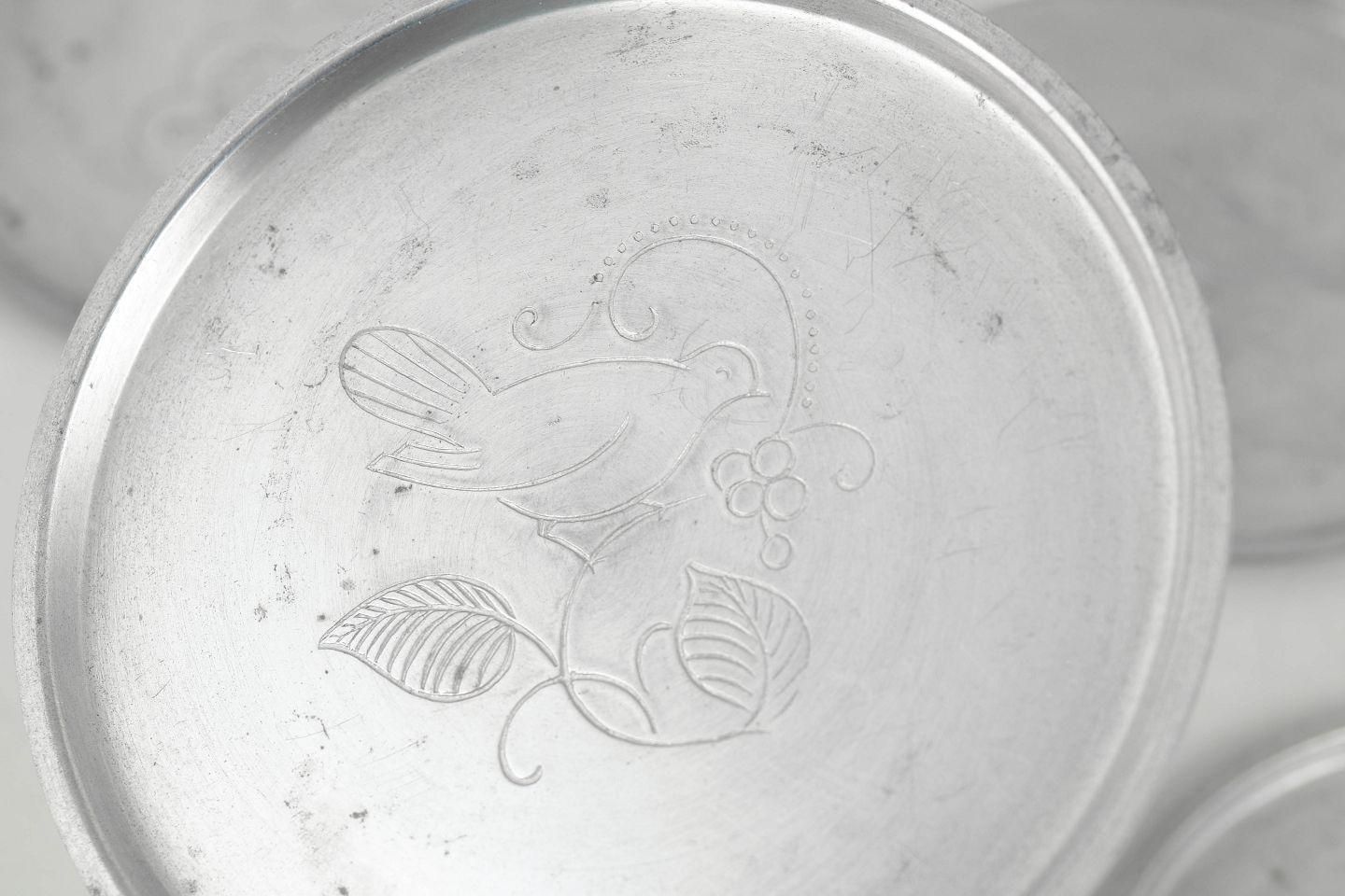 Just Andersen, Denmark. Five Coasters In Pewter With Animal Motifs. 1930s photo 148.0