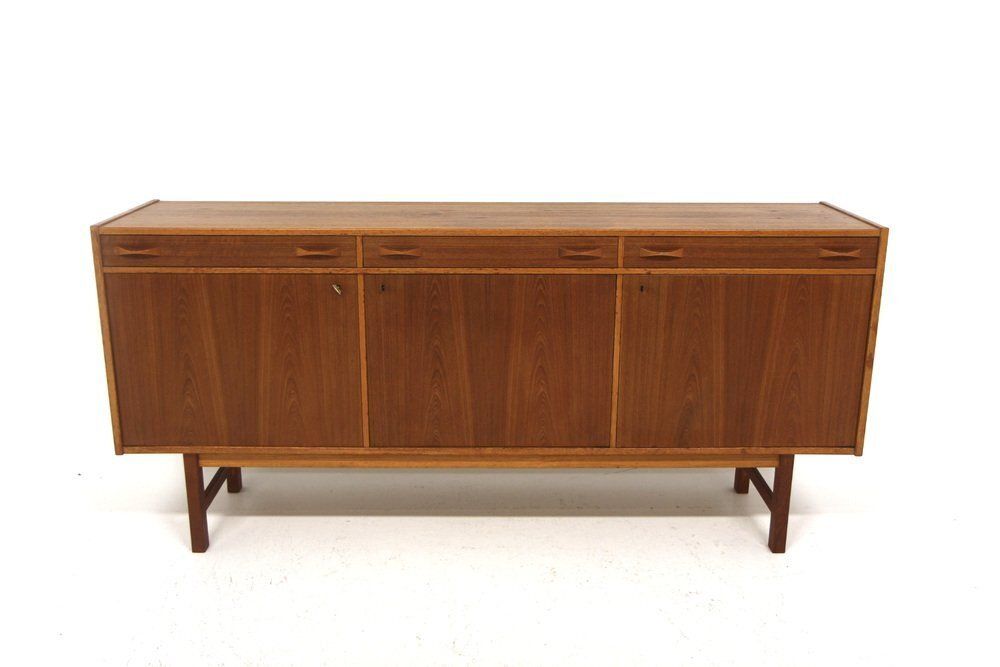 Enfilade scandinave en teck et suède d'Alberts Tibro, 1960 photo Mobilier