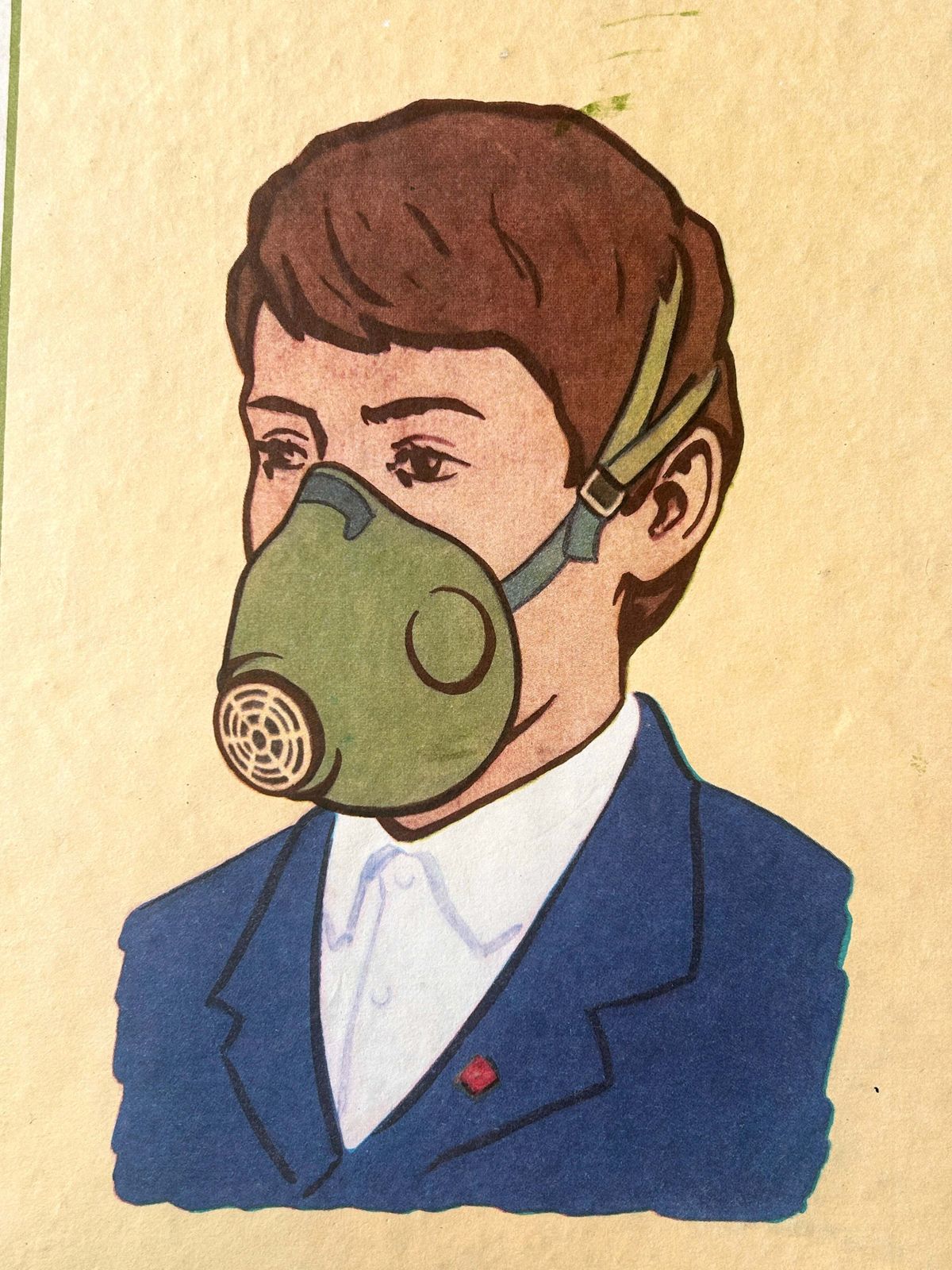Original Ussr First Aid & Radiation Safety Large Double Sided Poster – 1980s Soviet Vintage Civil Defence, Gas Mask School Chart photo for sale