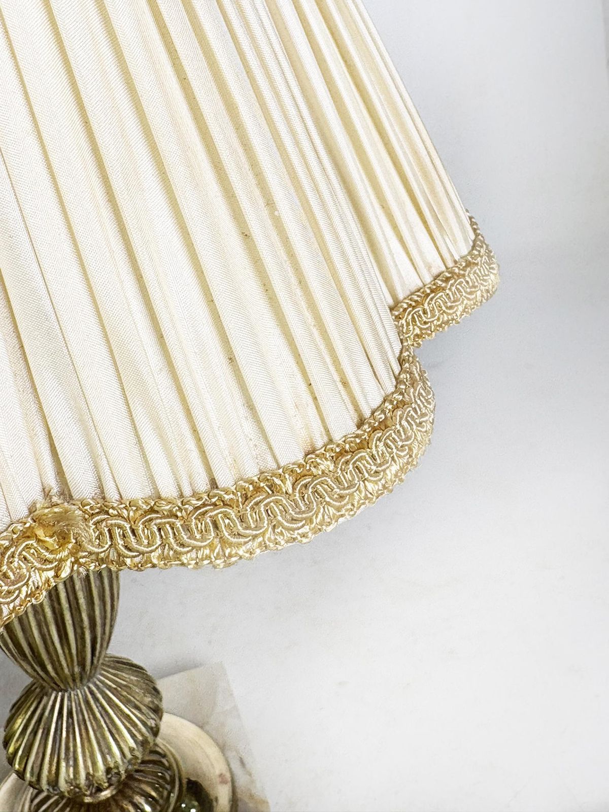 Brass Table Lamp With Its Original Art Nouveau Shade, France, 1920 photo vinterior