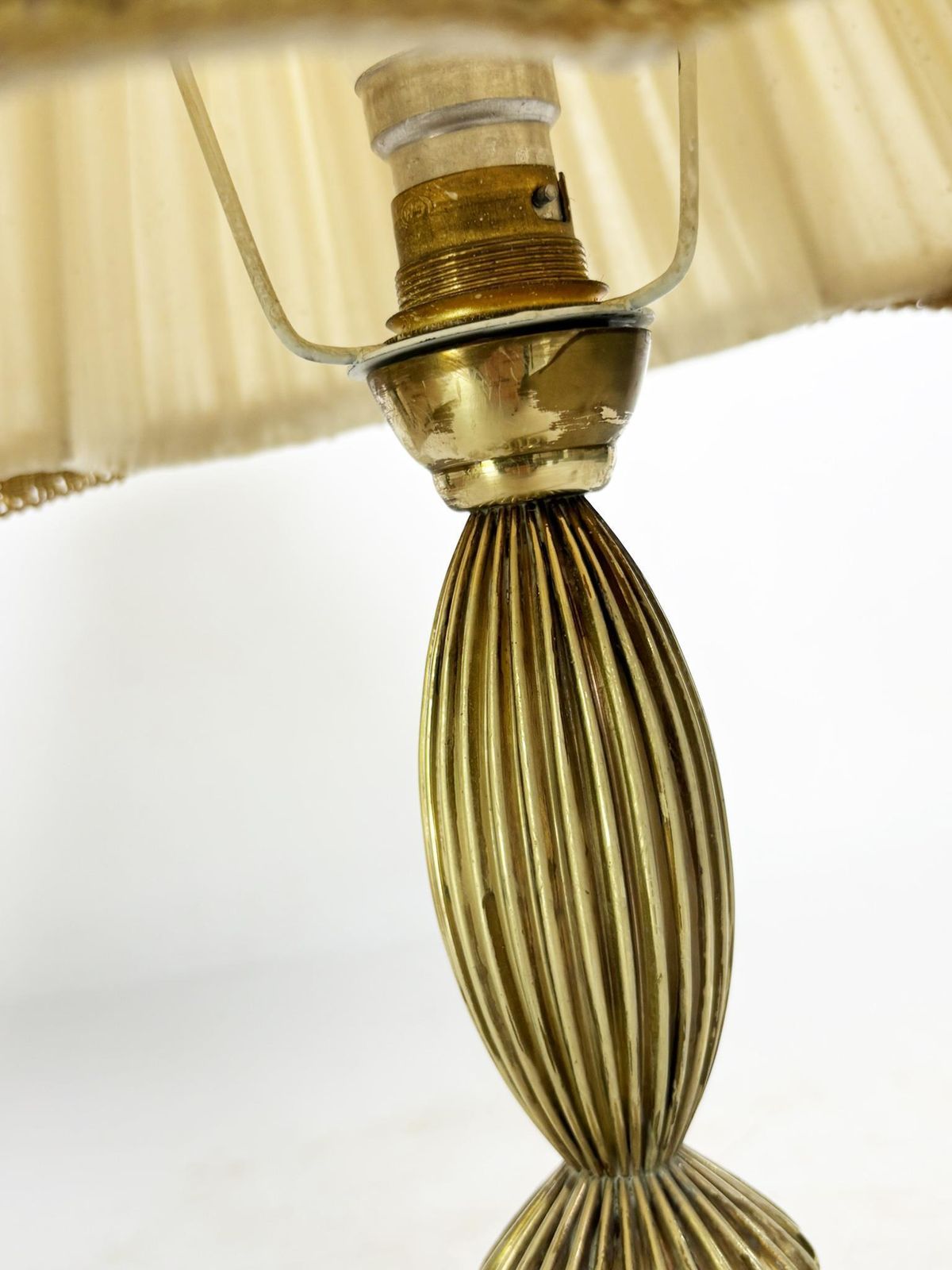 photo furniture Brass Table Lamp With Its Original Art Nouveau Shade, France, 1920