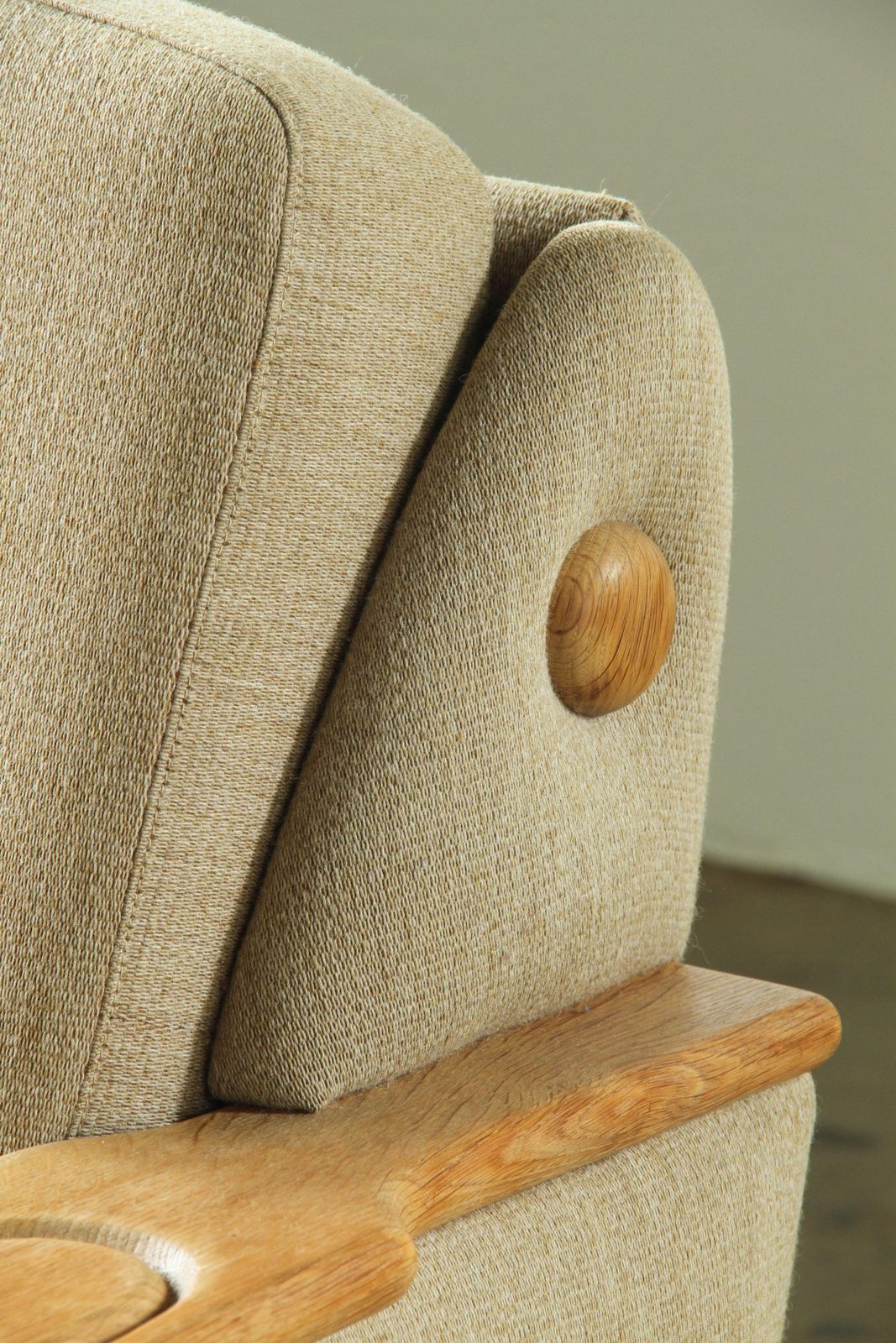 photo for sale Vintage 1960s Low Lounge Arm Chair Oak, Style Of Henning Kjærnulf