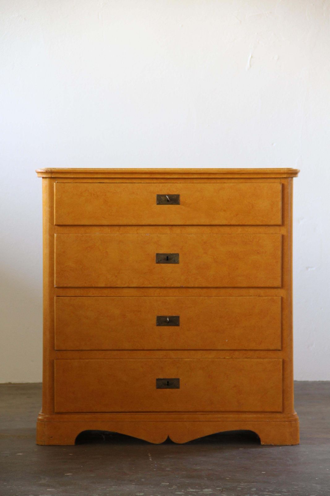 Vintage 1940s Yellow Hand Painted Dresser In Danish Pine photo vinterior