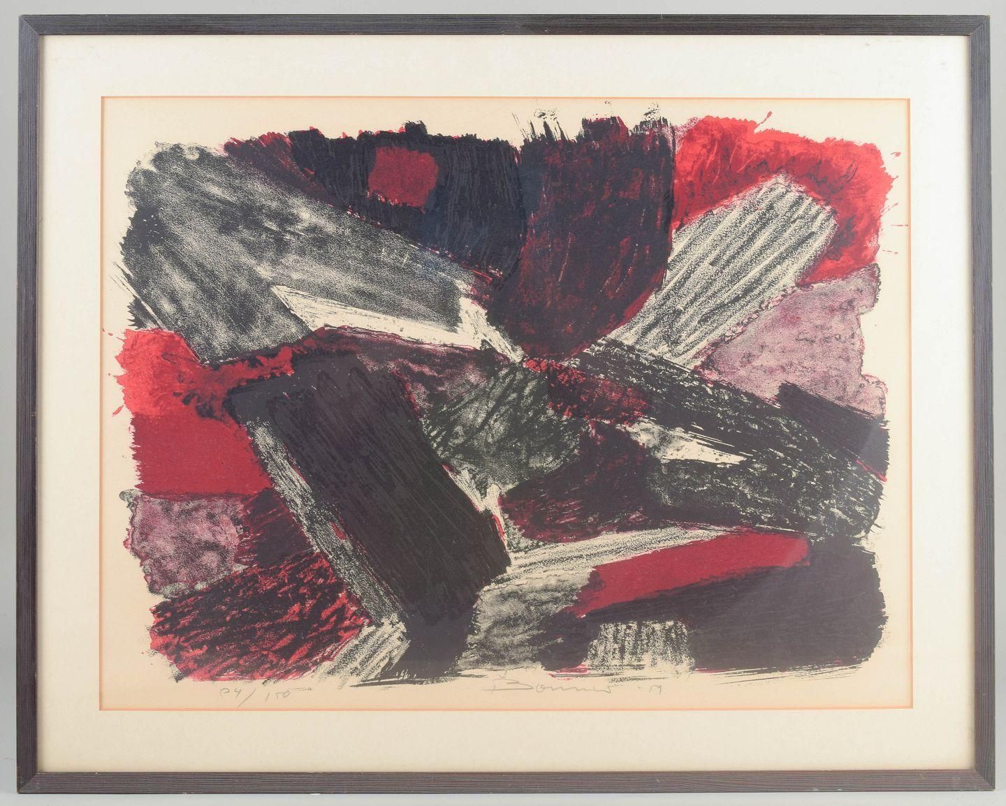 Olle Bonnier, Zweeds kunstenaar. Kleurenlitho. Abstracte compositie, 1957 photo furniture