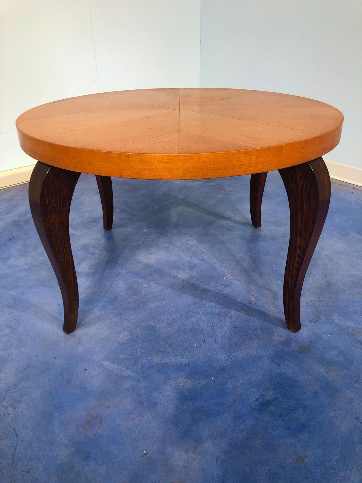 French Art Deco Coffee Table, Maple Top, Elegant Design, 1940s, France photo furniture