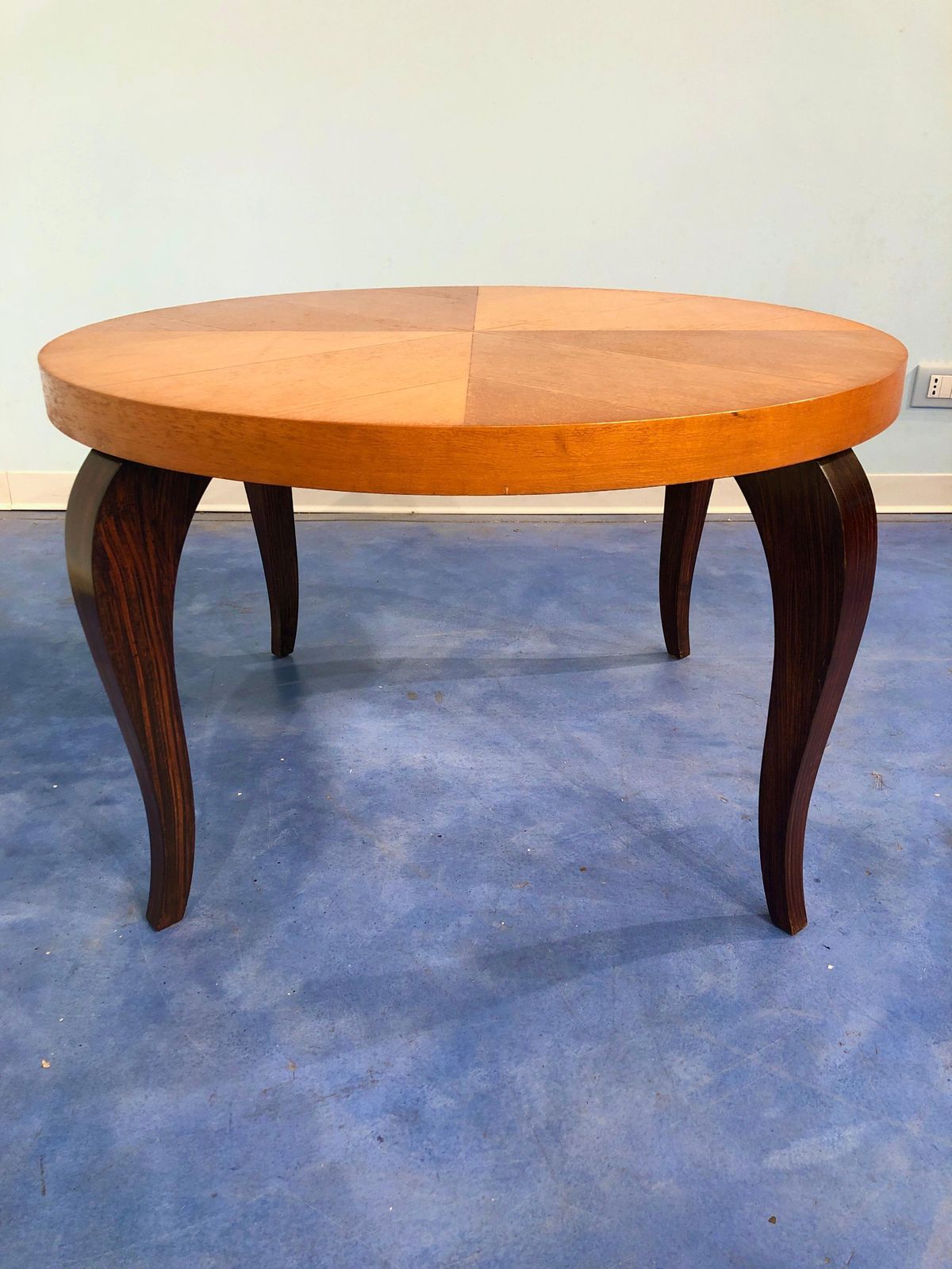 photo buy French Art Deco Coffee Table, Maple Top, Elegant Design, 1940s, France