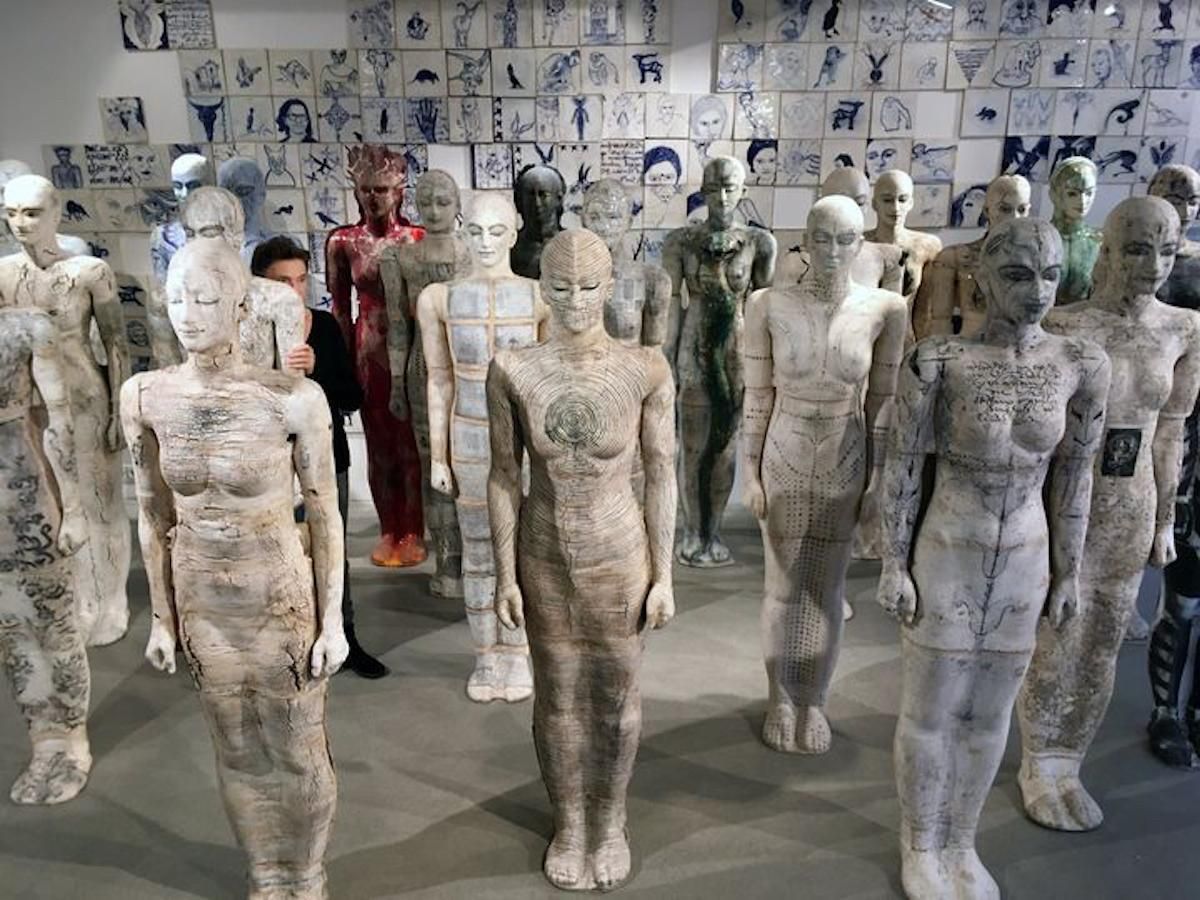 photo for sale Life Size Unique Hand Painted Clay Sculpture, Modern Figurative Art, 2015s