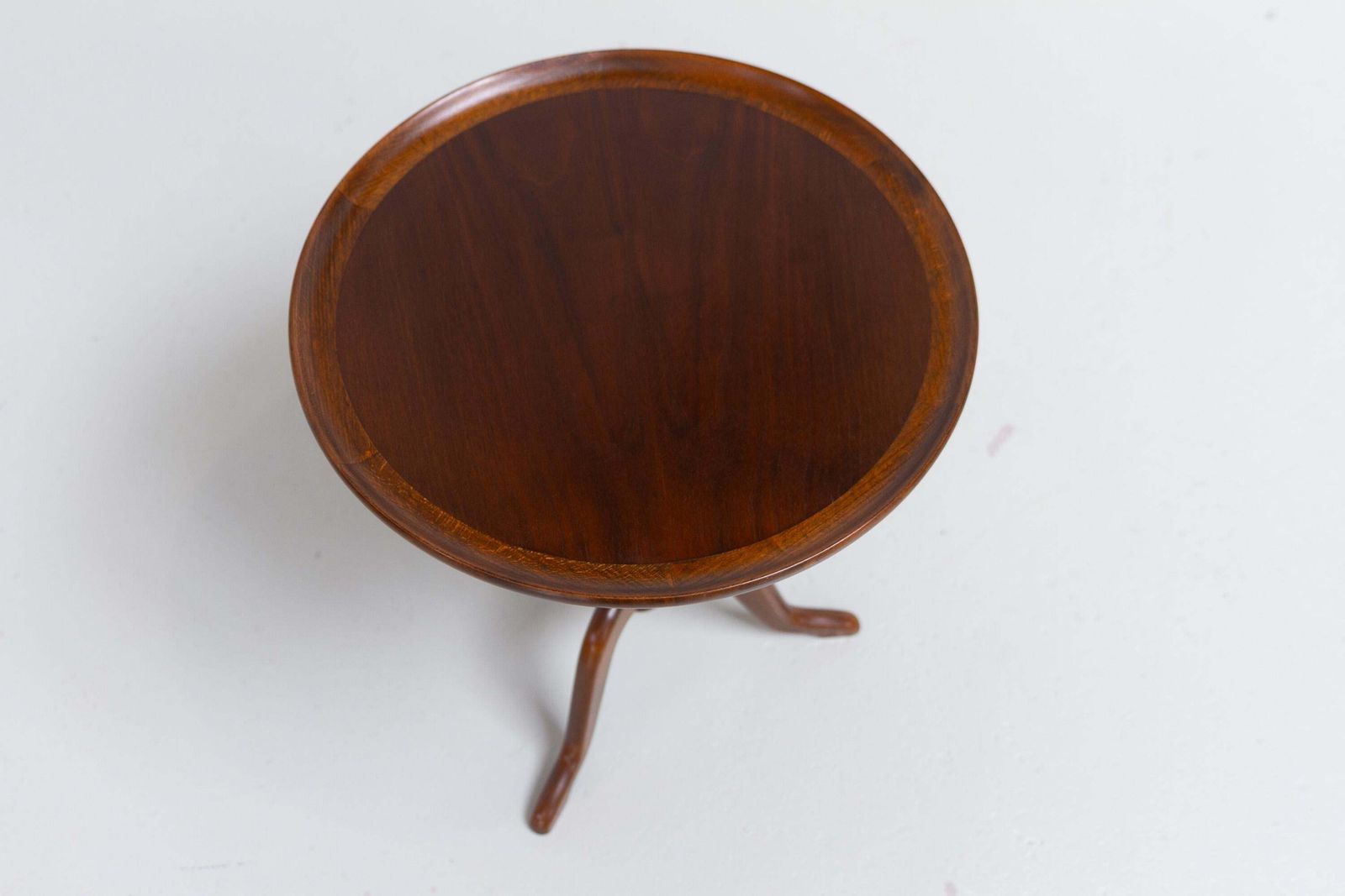 photo buy Round Danish Side Table In Oak And Walnut By Anton Kildeberg, 1960s.