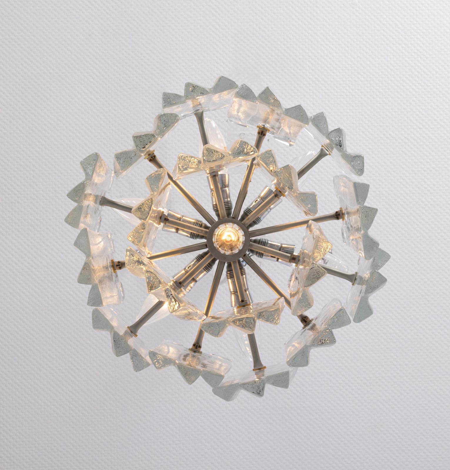 Stunning Kalmar Chandelier 'Fuente', Ice Glass, Germany, 1970 photo vintage