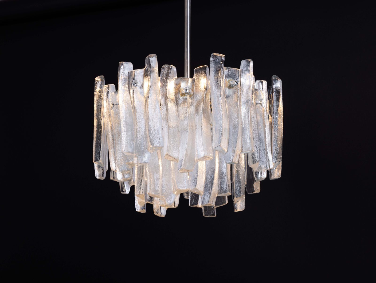 1365.0 Stunning Kalmar Chandelier 'Fuente', Ice Glass, Germany, 1970 photo