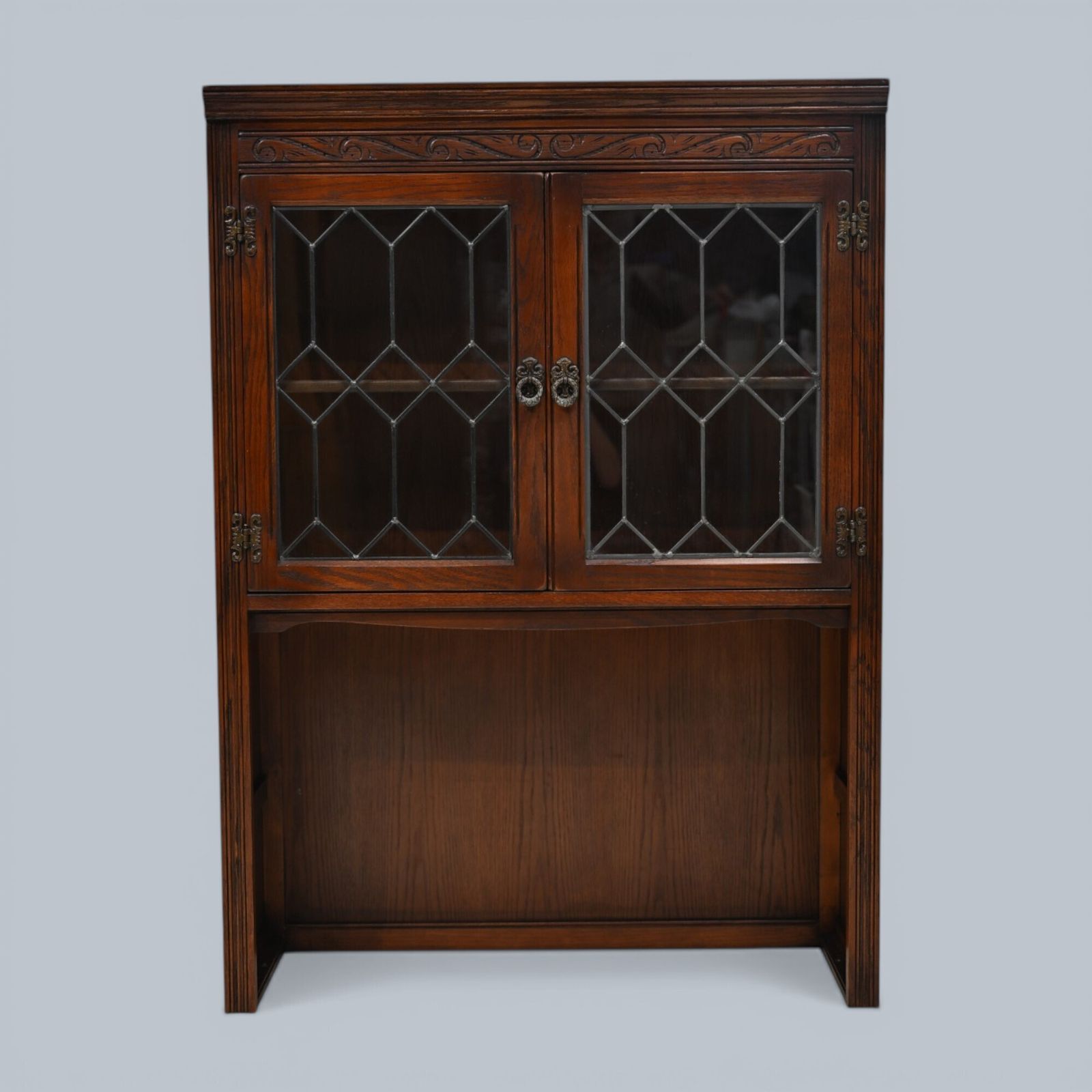 Old Charm Wall Top Unit Bookcase Leaded Glass Display Tudor Brown Free Delivery*