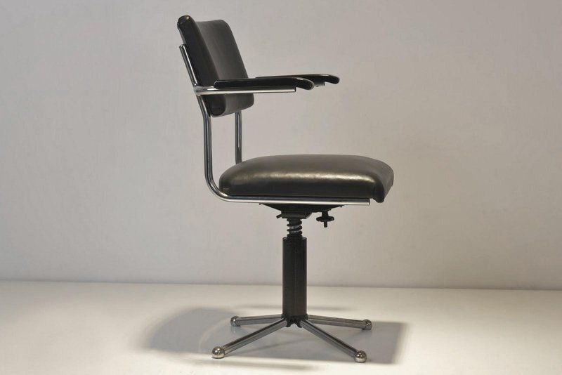 Desk Chair With Chrome Plated Steel Tube By Factory Design, 1950 photo Furniture