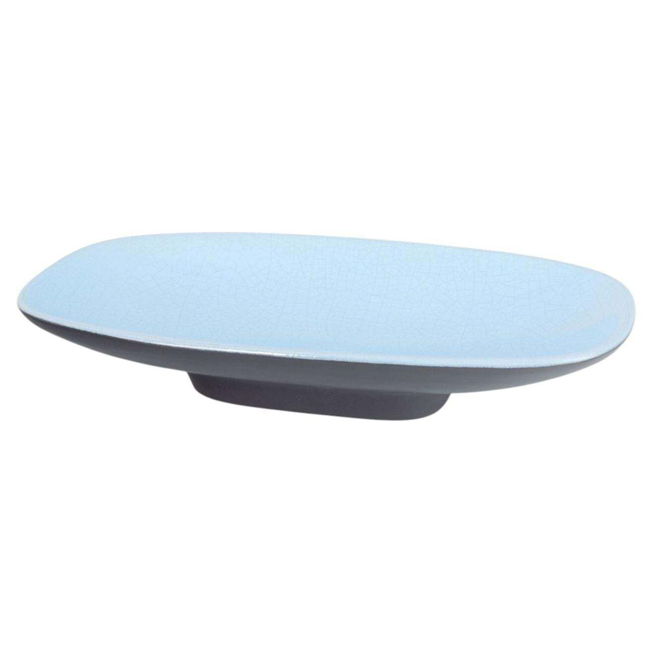 Plat oblong Upsala-Ekeby « Prisma » en céramique émaillée, par Inger Blomberg, années 1950