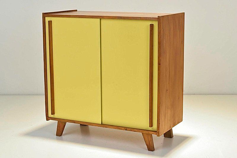 Small Yellow Pavatex Sideboard Attributed To Stella Möbel, Switzerland, 1950s