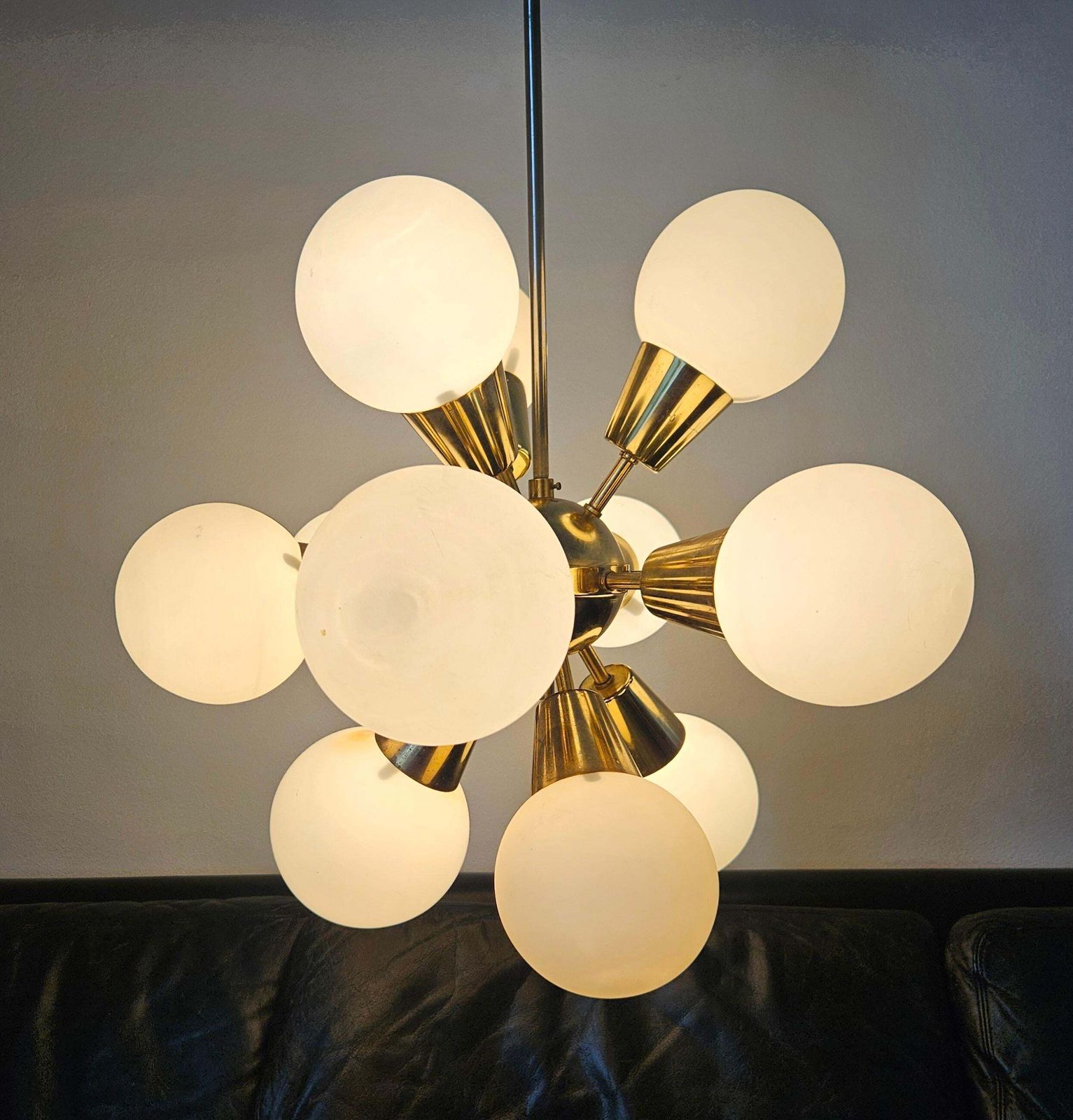 992.0 Zeldzame mid-century Sputnik-kroonluchter, Kamenický Šenov, jaren 1970 photo